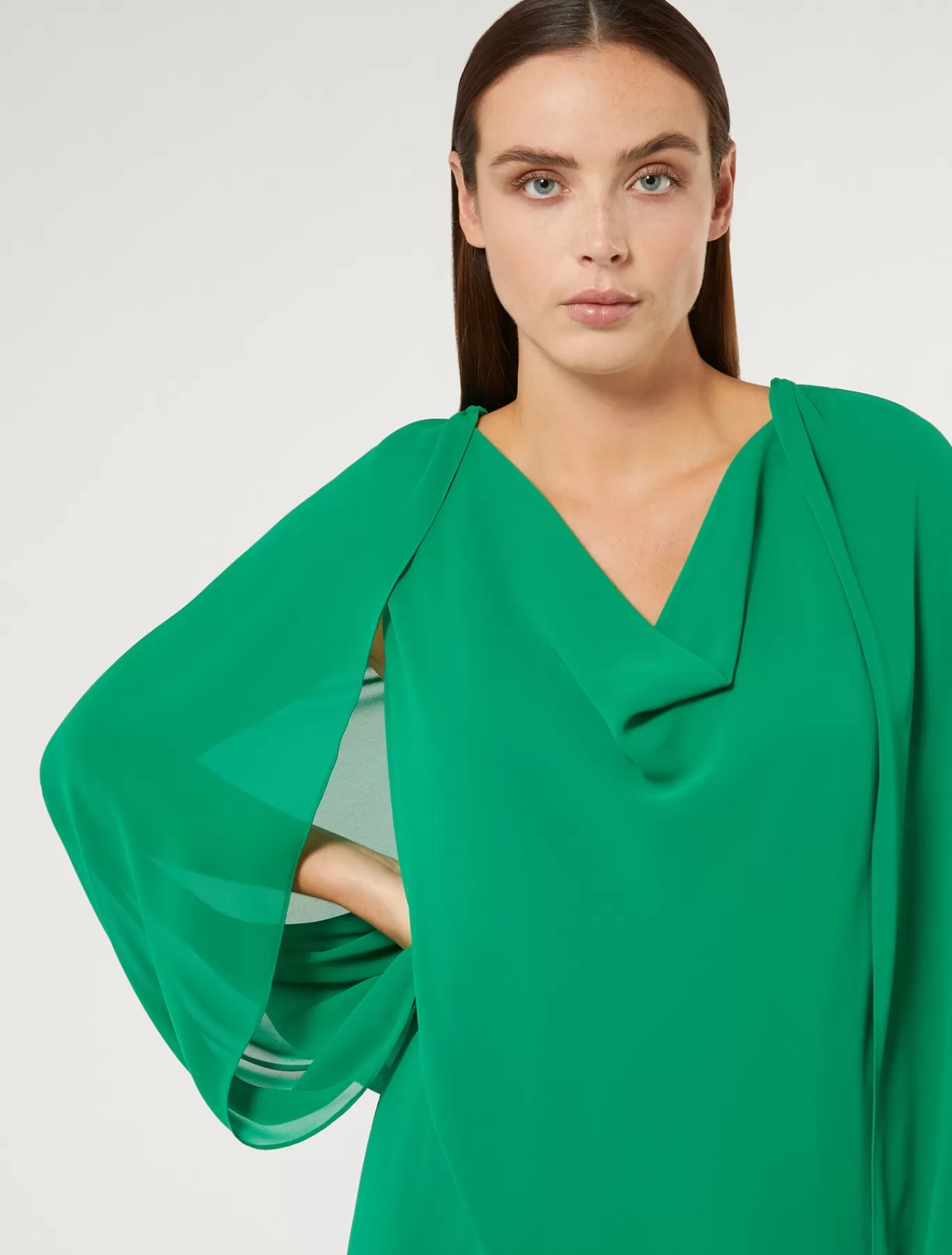 Marina Rinaldi Vestes | Accessoires>Boléro en georgette VERTECLATANT