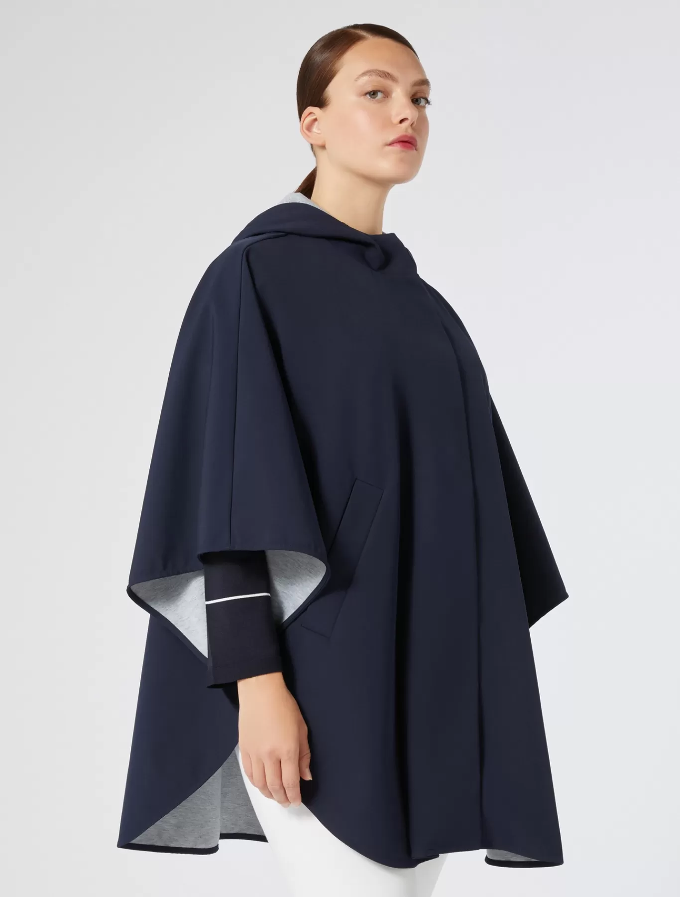 Marina Rinaldi Accessoires | Accessoires>Cape en toile et jersey mélangés BLEUNUIT