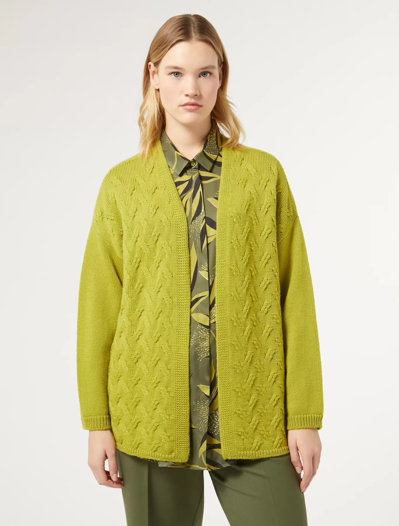 Marina Rinaldi Pulls | Pulls>Cardigan en laine et lurex LIME