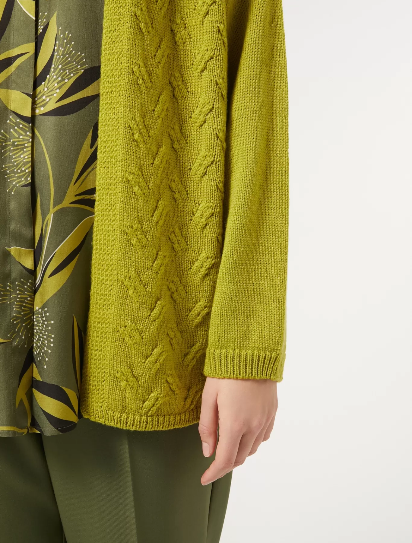 Marina Rinaldi Pulls | Pulls>Cardigan en laine et lurex LIME