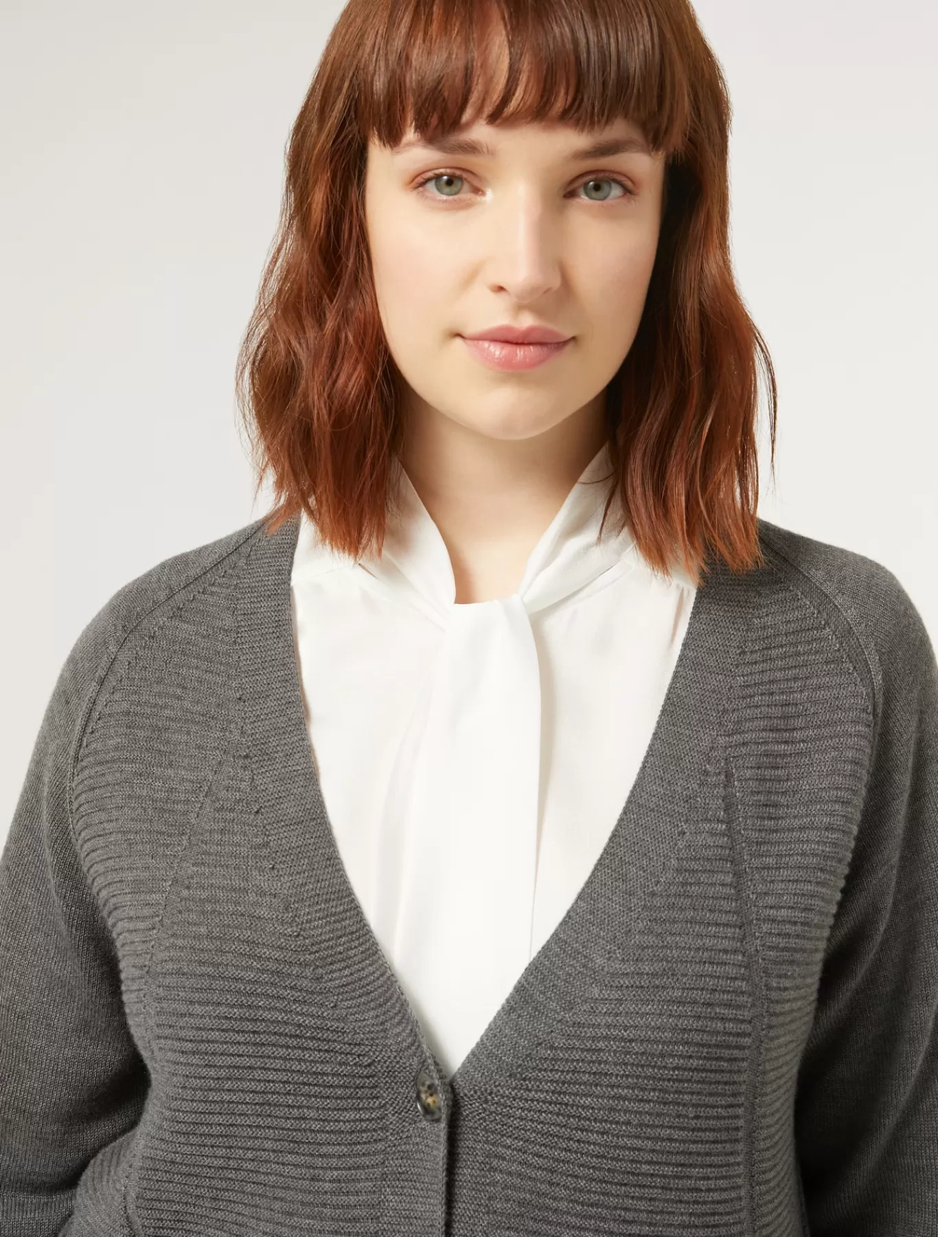 Marina Rinaldi Pulls | Pulls>Cardigan en laine mélangée GRISBLEU