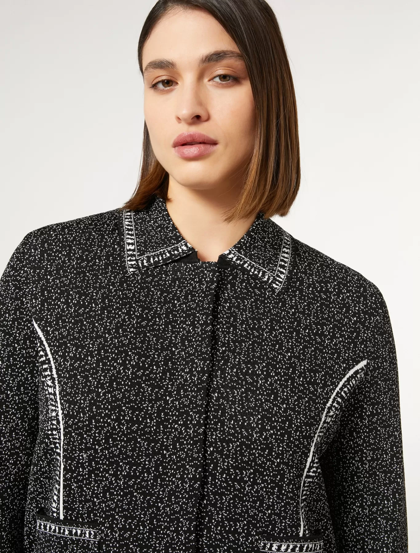 Marina Rinaldi Pulls | Pulls>Cardigan en viscose jacquard NOIRBLANC