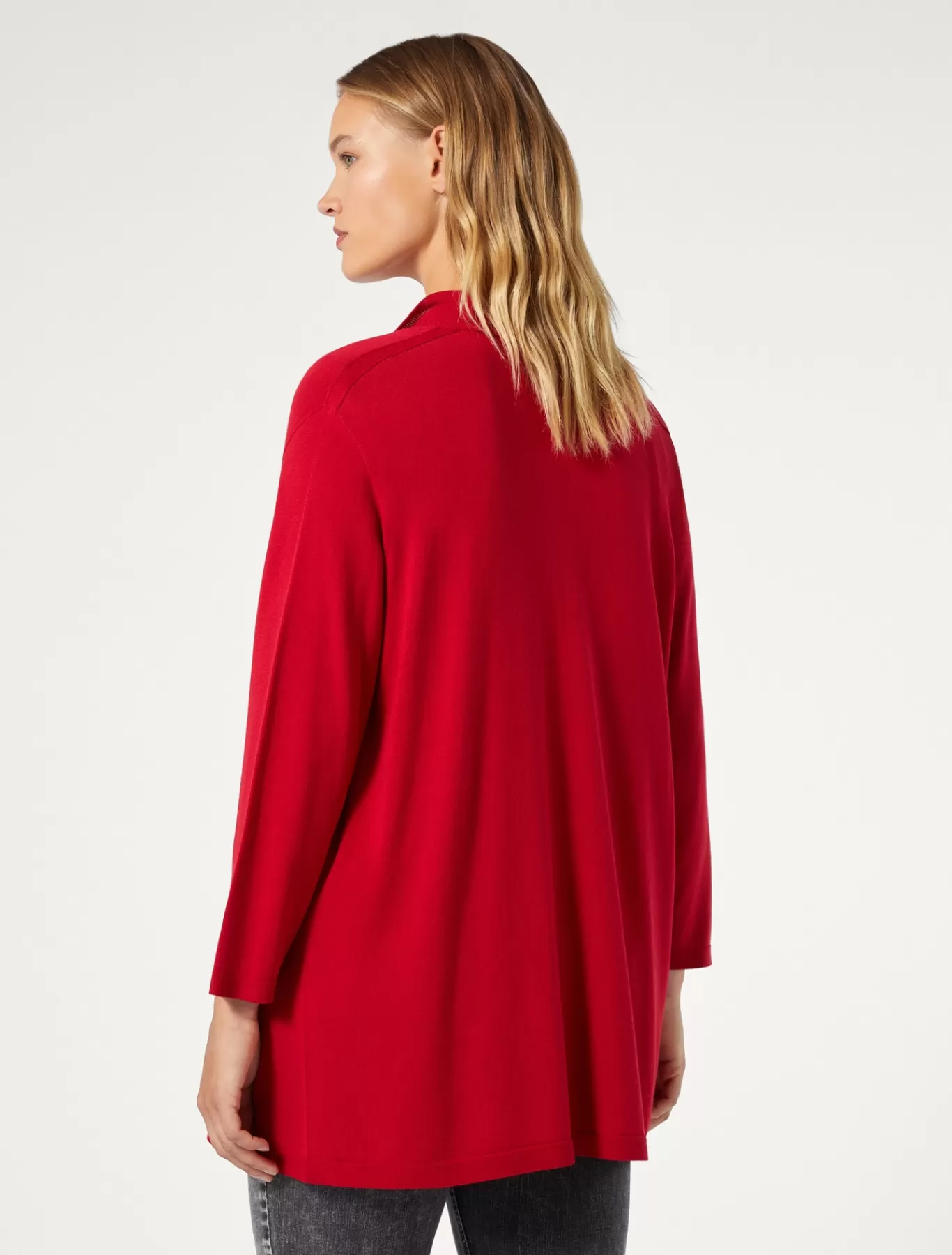 Marina Rinaldi Pulls | Pulls>Cardigan en viscose stretch crêpe ROUGE