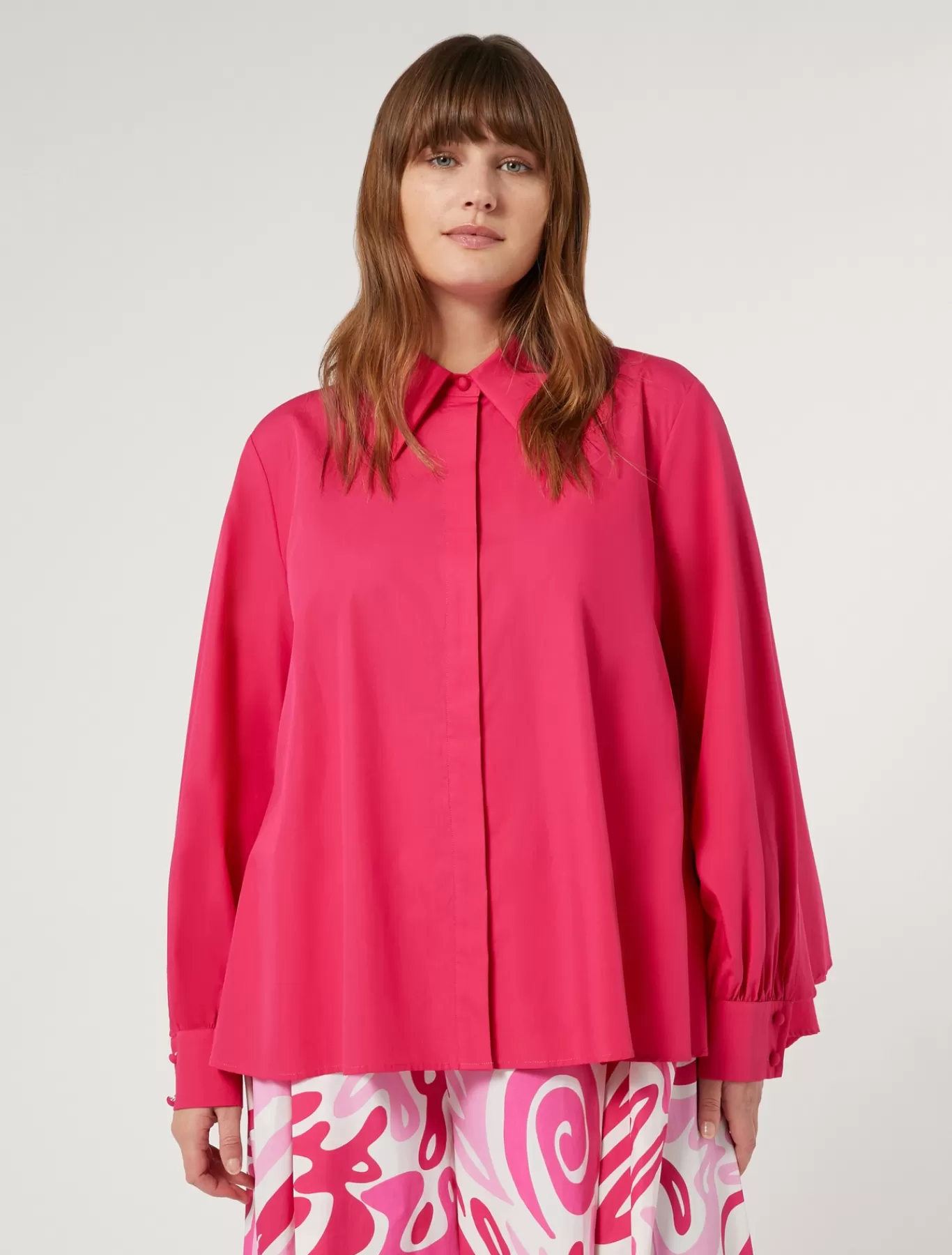 Marina Rinaldi Tuniques, Chemisiers & Blouses>Chemise en coton FUCHSIA