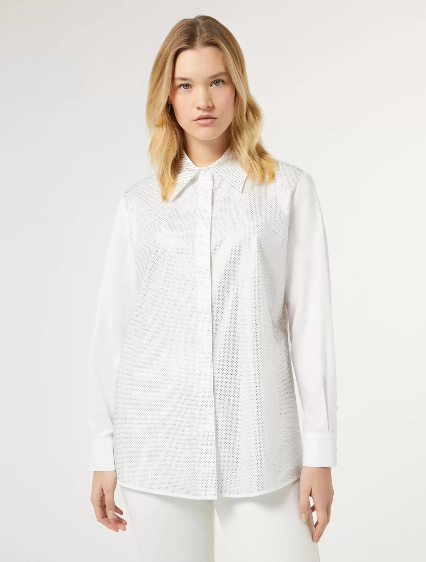 Marina Rinaldi Tuniques, Chemisiers & Blouse | Tuniques, Chemisiers & Blouses>Chemise en popeline avec strass BLANCNEUTRE