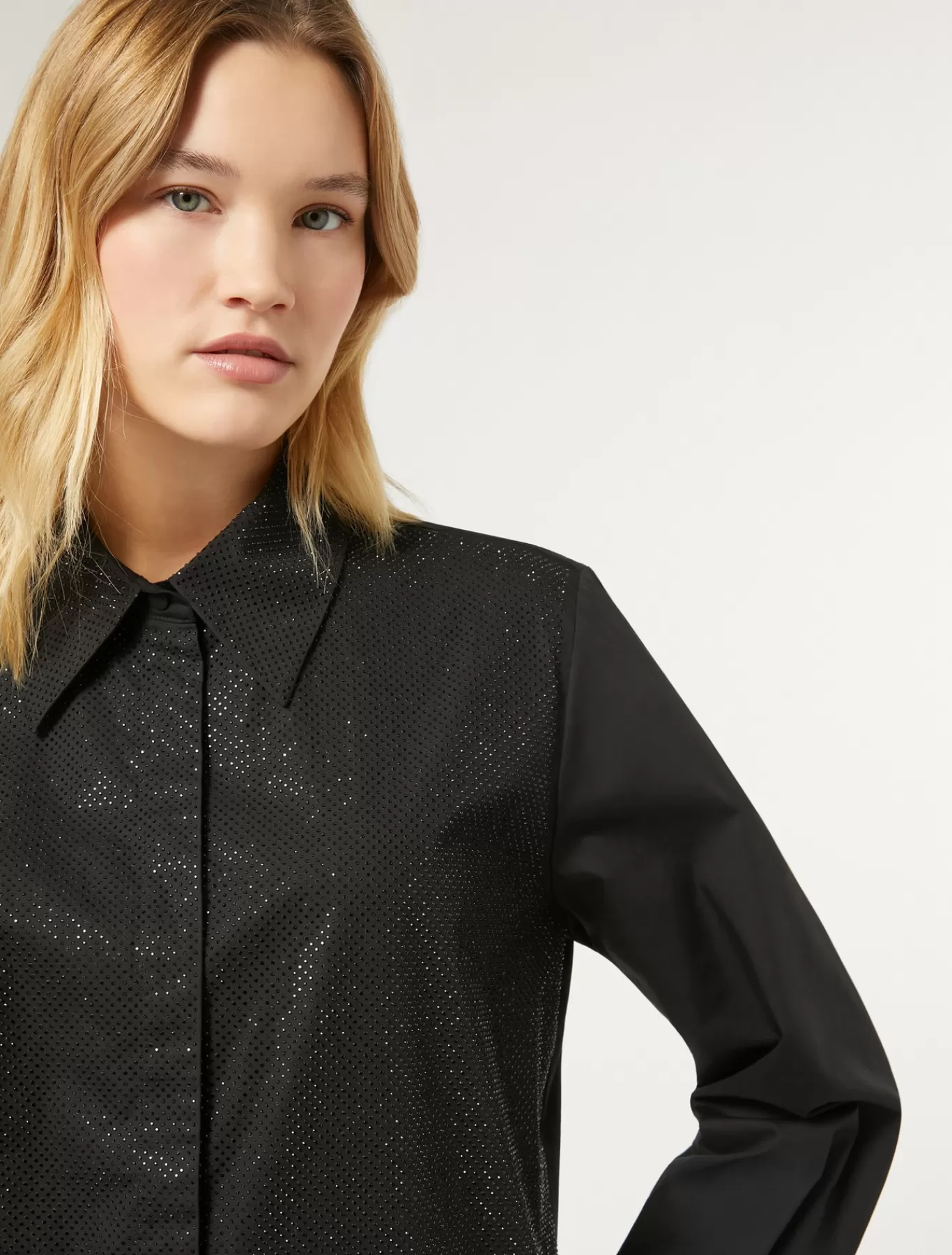 Marina Rinaldi Tuniques, Chemisiers & Blouse | Tuniques, Chemisiers & Blouses>Chemise en popeline avec strass NOIR