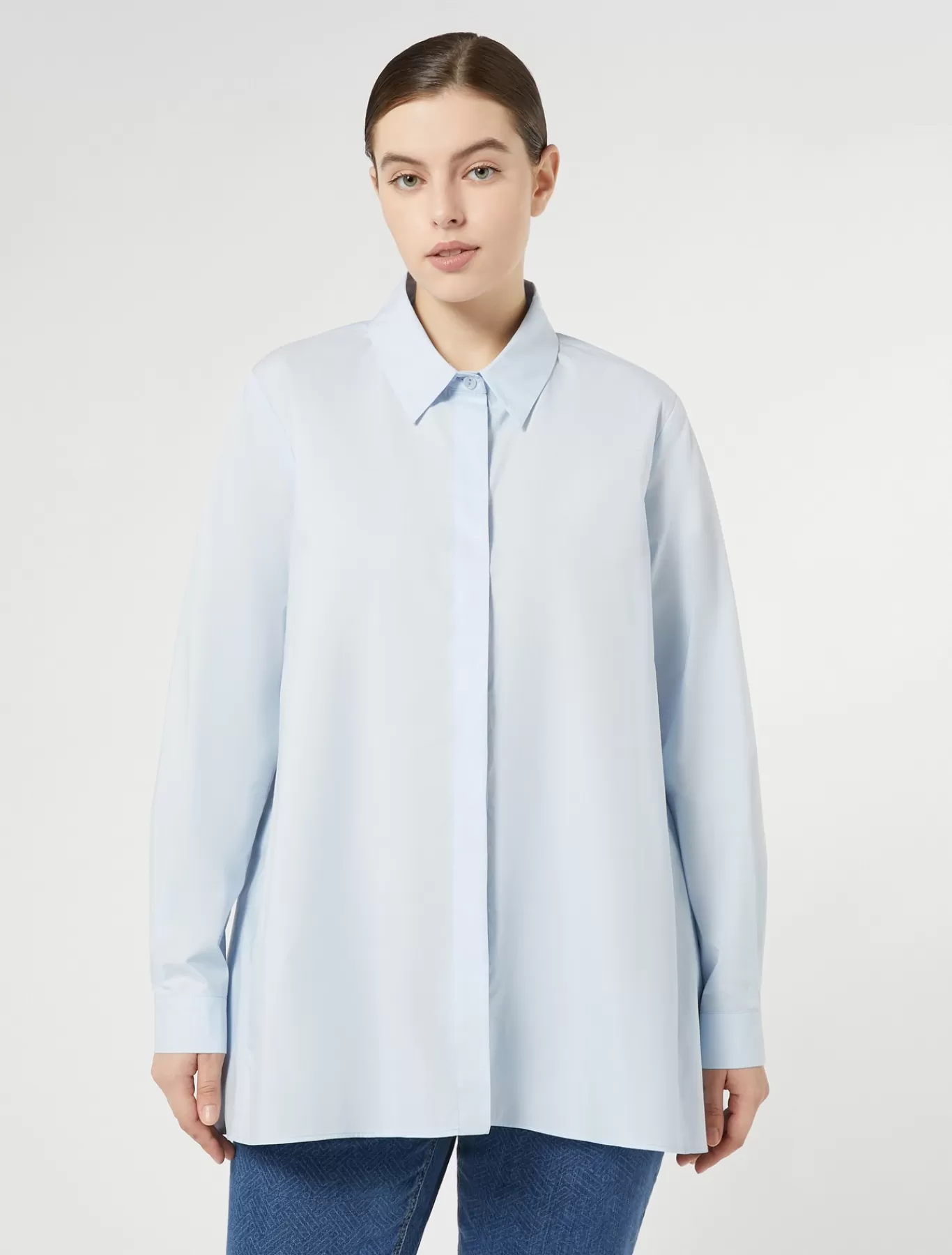 Marina Rinaldi Tuniques, Chemisiers & Blouse | Tuniques, Chemisiers & Blouses>Chemise en popeline de coton AZURE