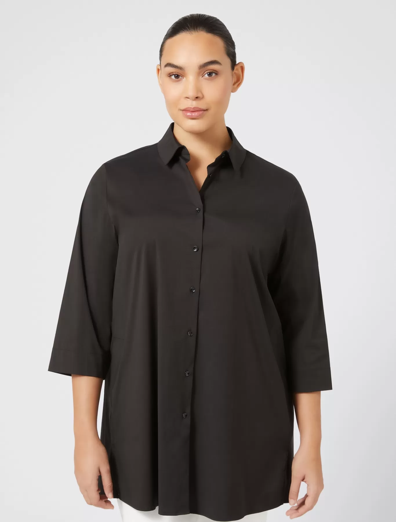 Marina Rinaldi Tuniques, Chemisiers & Blouse | Tuniques, Chemisiers & Blouses>Chemise en popeline stretch NOIR