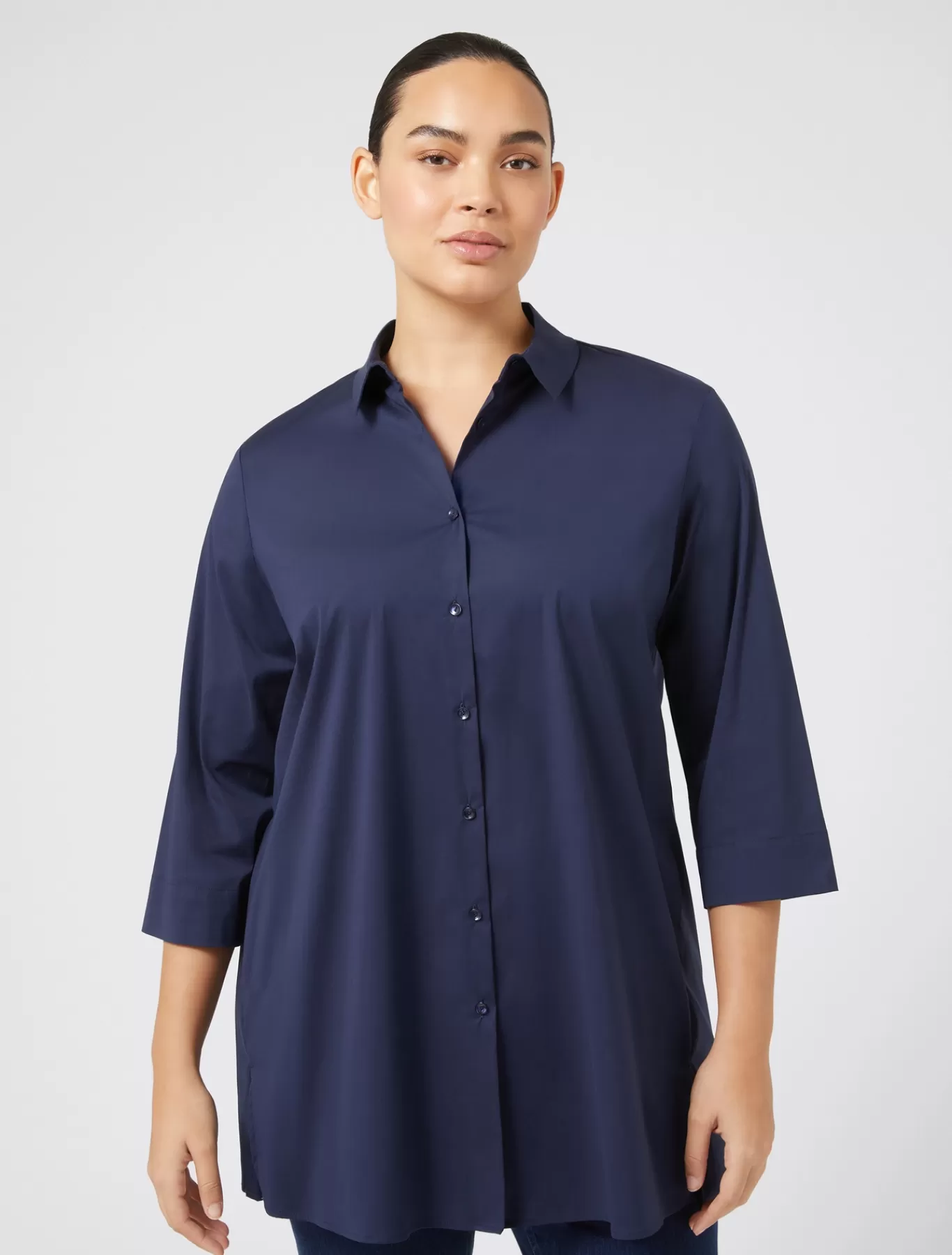 Marina Rinaldi Tuniques, Chemisiers & Blouse | Tuniques, Chemisiers & Blouses>Chemise en popeline stretch BLEUET