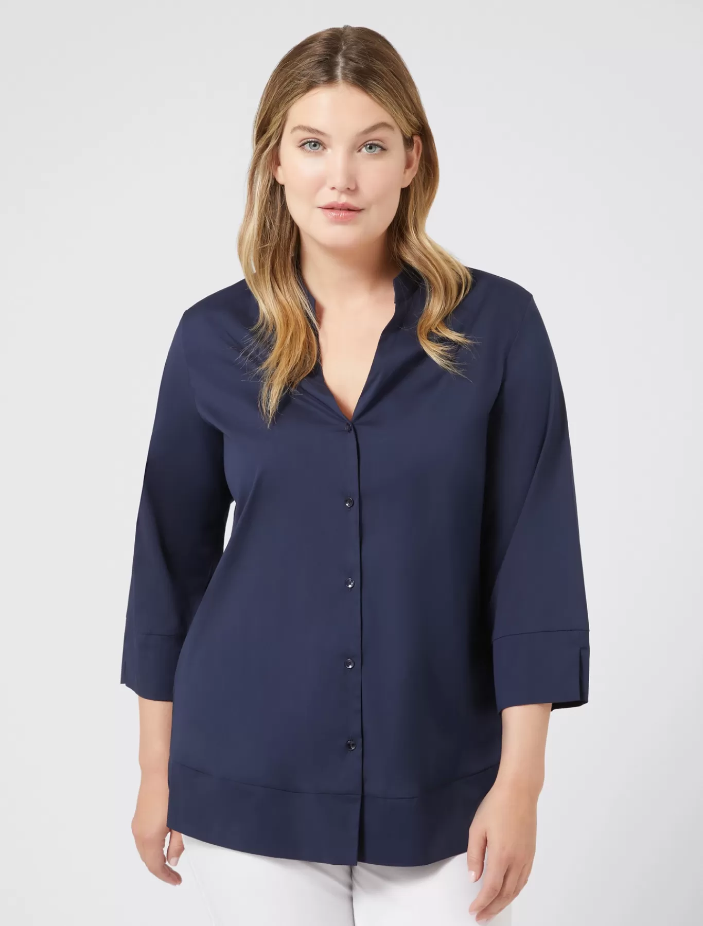 Marina Rinaldi Tuniques, Chemisiers & Blouse | Tuniques, Chemisiers & Blouses>Chemise en popeline stretch BLEUET