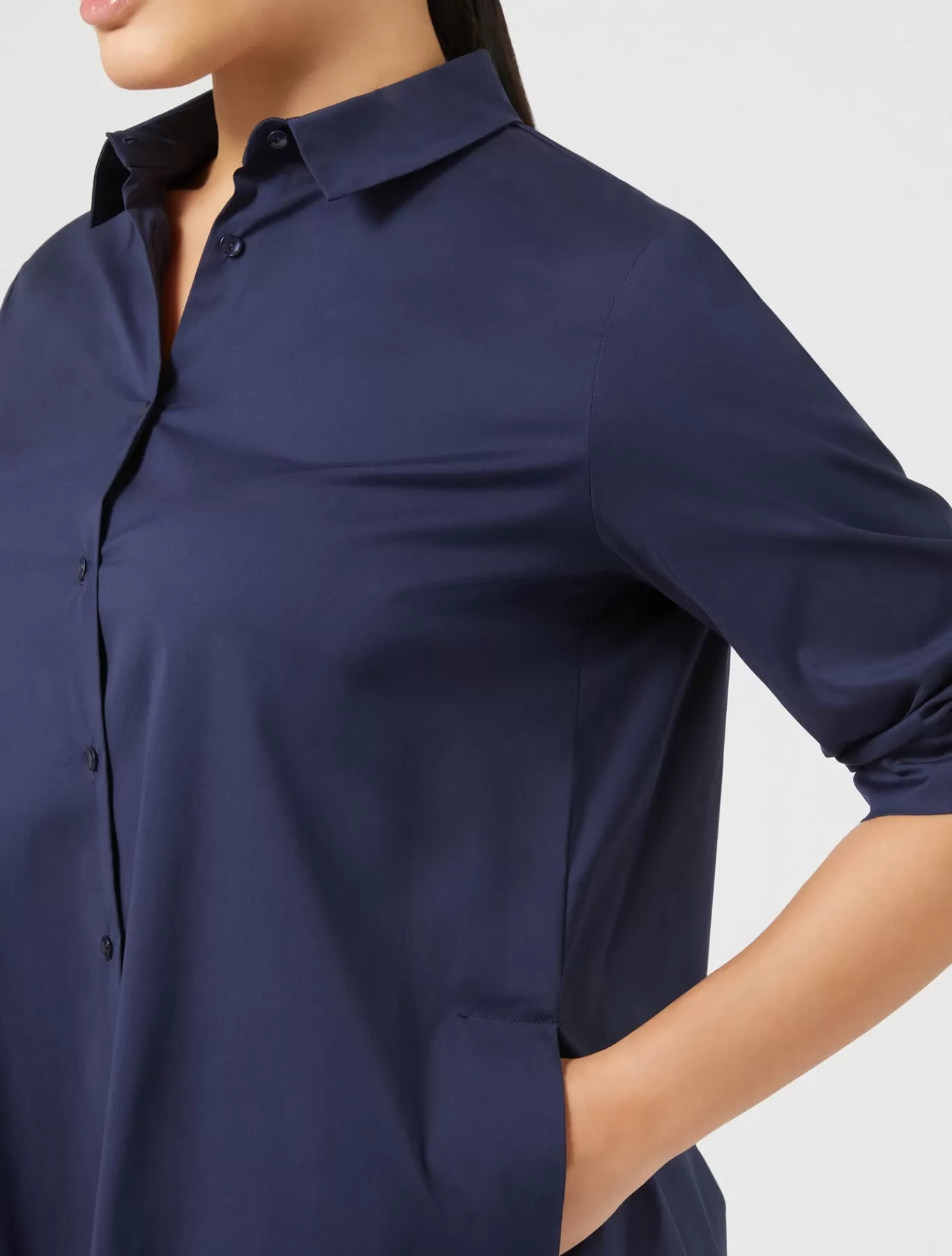 Marina Rinaldi Tuniques, Chemisiers & Blouse | Tuniques, Chemisiers & Blouses>Chemise en popeline stretch BLEUET