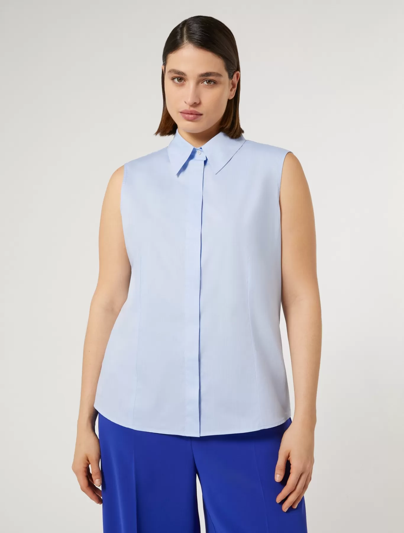 Marina Rinaldi Tuniques, Chemisiers & Blouse | Tuniques, Chemisiers & Blouses>Chemise en popeline teinte en fil CIEL