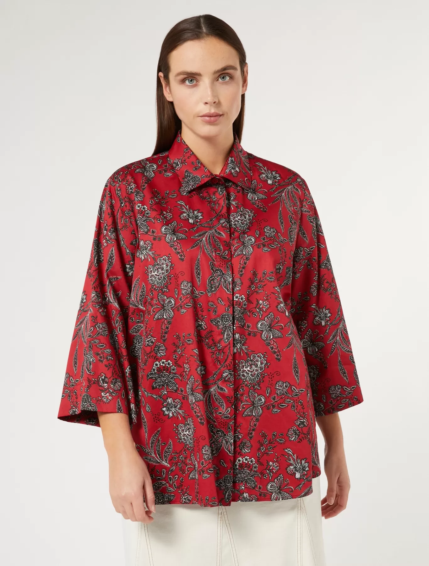 Marina Rinaldi Tuniques, Chemisiers & Blouse | Tuniques, Chemisiers & Blouses>Chemise en satin de coton ROUGE