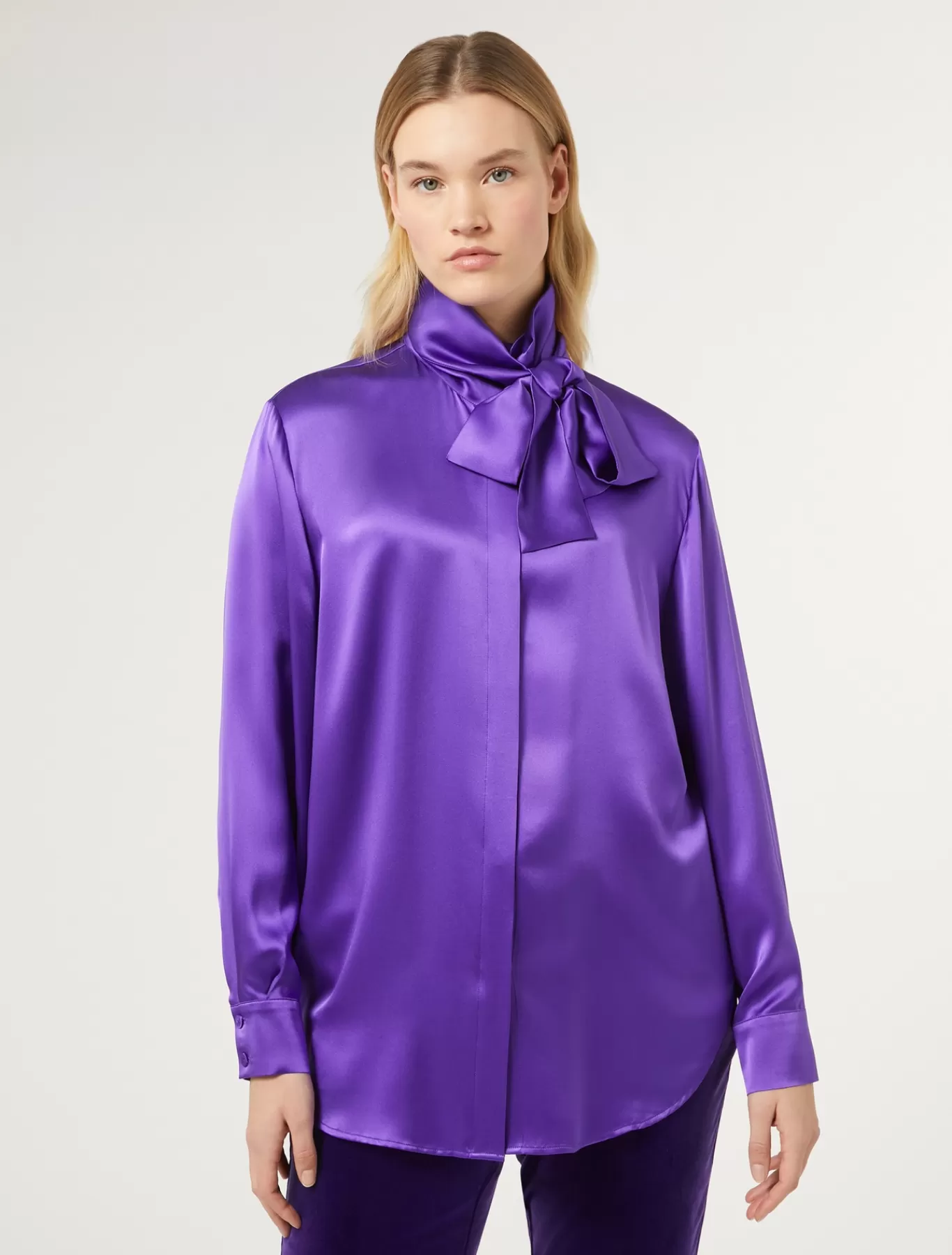 Marina Rinaldi Tuniques, Chemisiers & Blouse | Tuniques, Chemisiers & Blouses>Chemise en satin de soie VIOLET