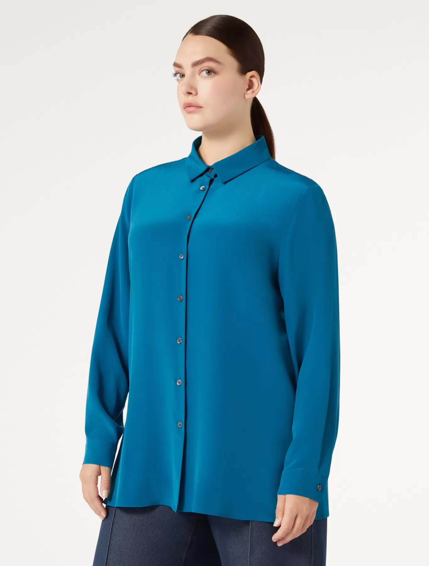 Marina Rinaldi Tuniques, Chemisiers & Blouse | Tuniques, Chemisiers & Blouses>Chemise en soie TURQUOISE