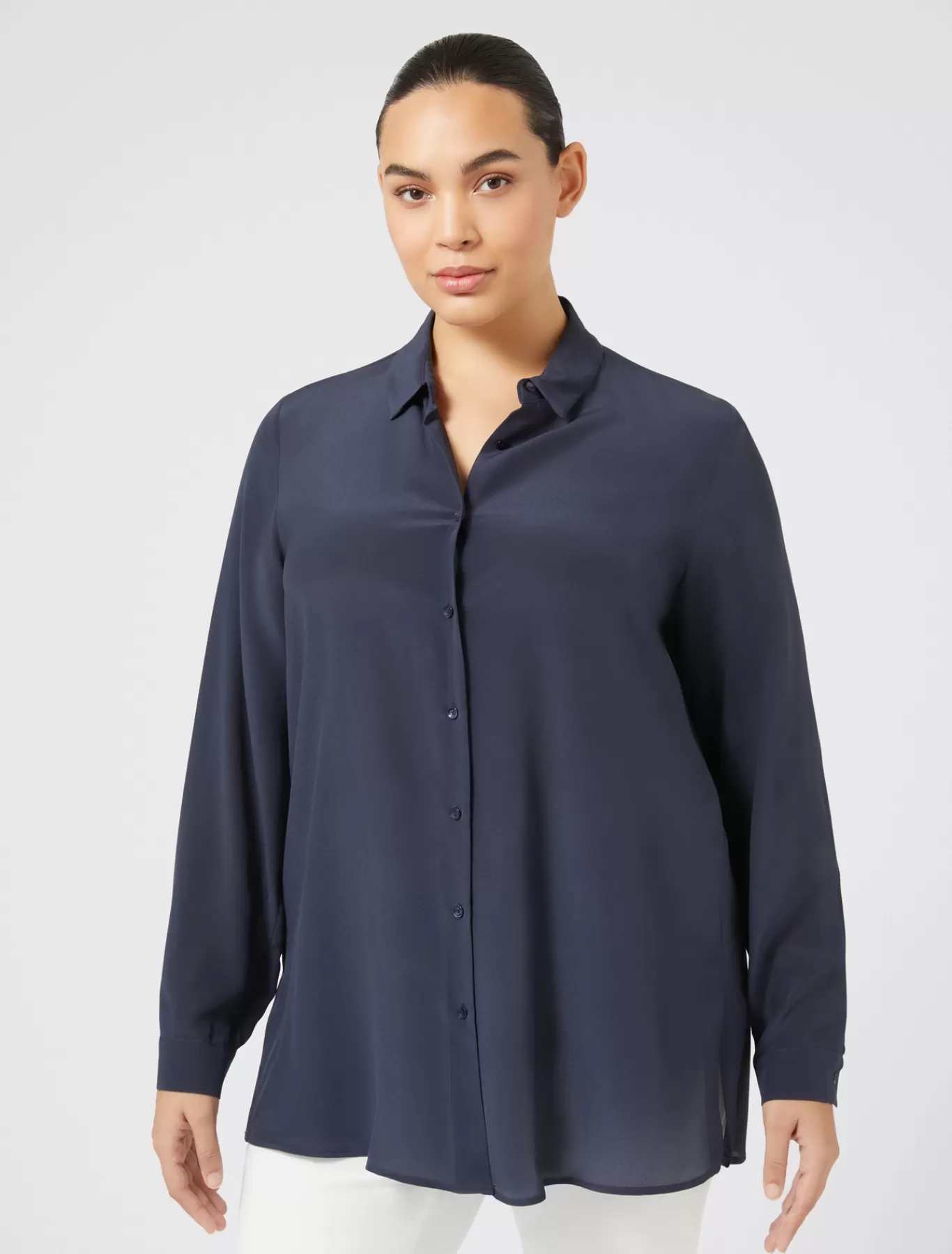 Marina Rinaldi Tuniques, Chemisiers & Blouse | Tuniques, Chemisiers & Blouses>Chemise en soie GRISBLEU