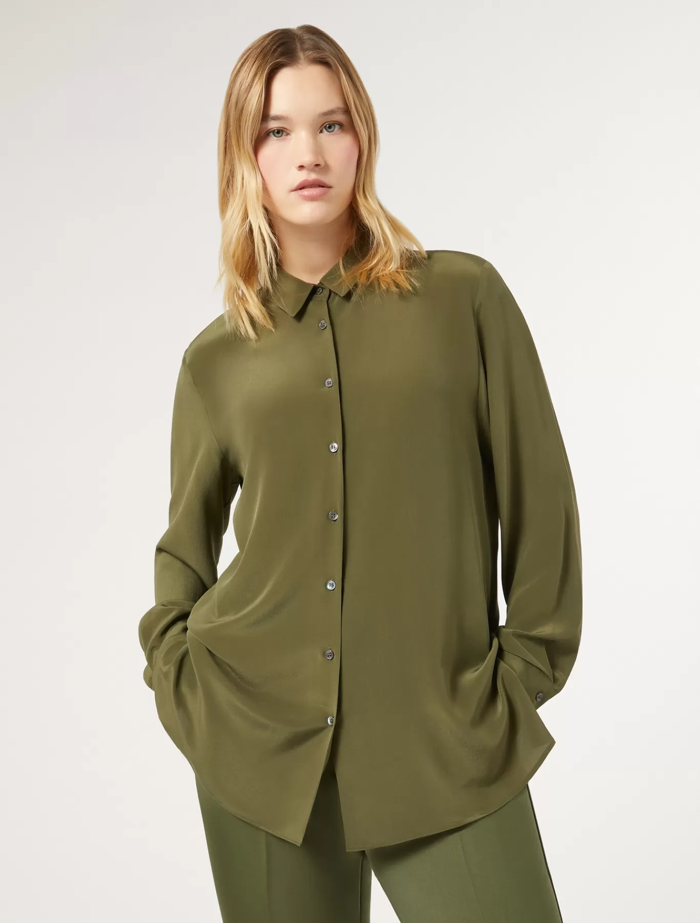 Marina Rinaldi Tuniques, Chemisiers & Blouse | Tuniques, Chemisiers & Blouses>Chemise en soie VERT