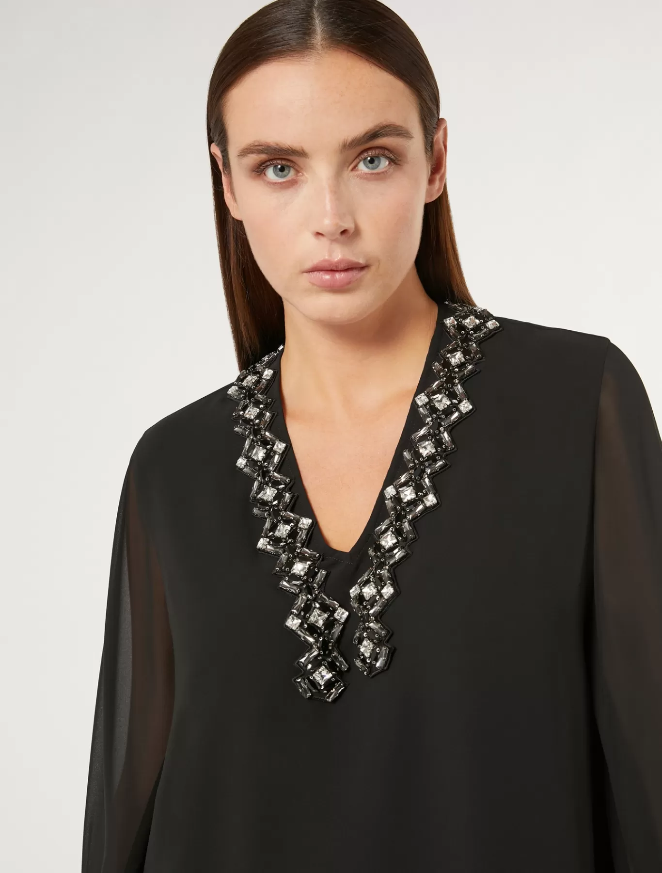 Marina Rinaldi Chemisiers | Tuniques, Chemisiers & Blouse>Chemisier en crêpe georgette NOIR