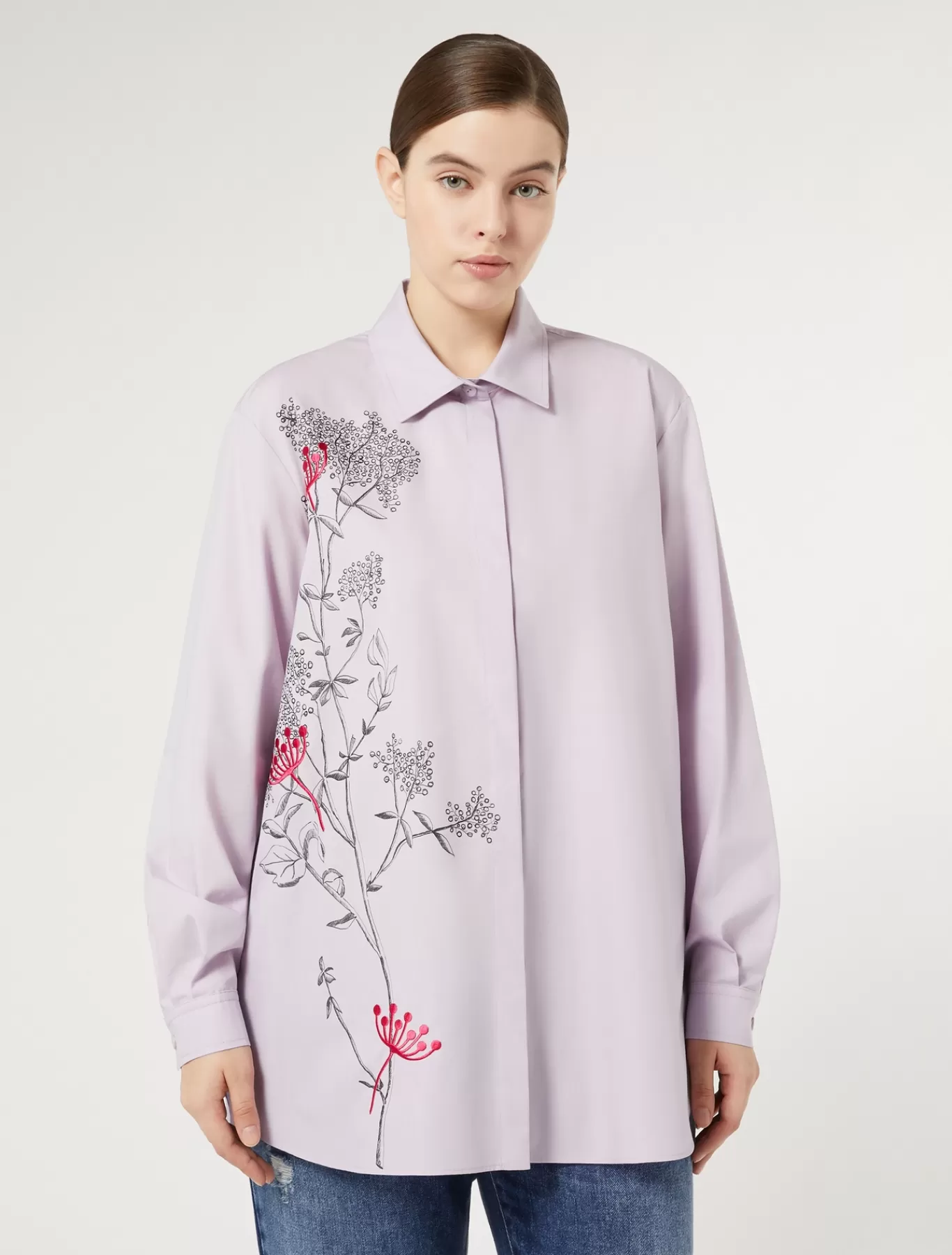 Marina Rinaldi Tuniques, Chemisiers & Blouse | Tuniques, Chemisiers & Blouses>Chemisier en popeline avec broderie LILAS