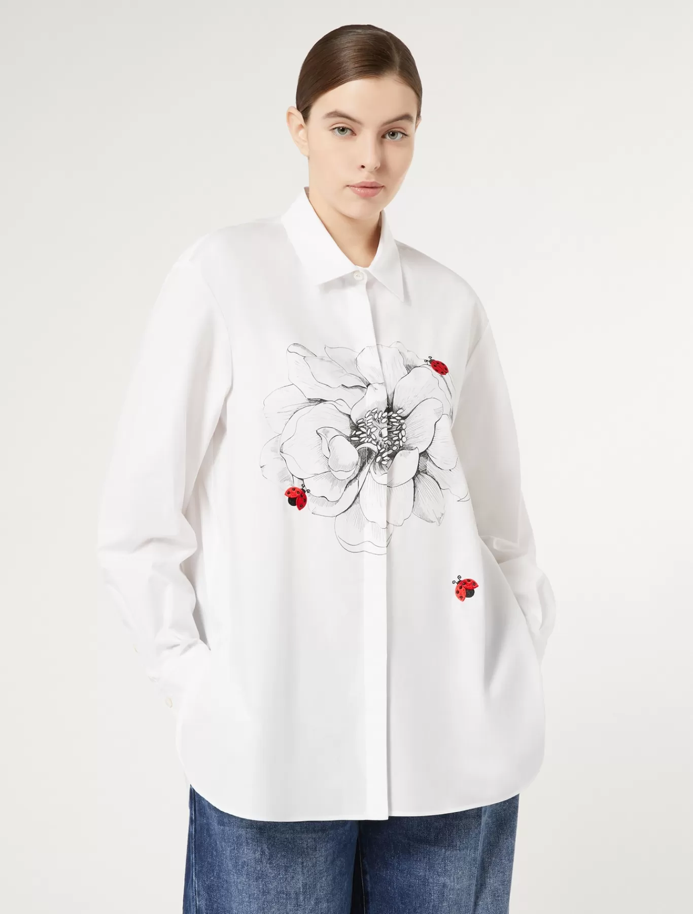 Marina Rinaldi Tuniques, Chemisiers & Blouse | Tuniques, Chemisiers & Blouses>Chemisier en popeline avec broderie BLANC