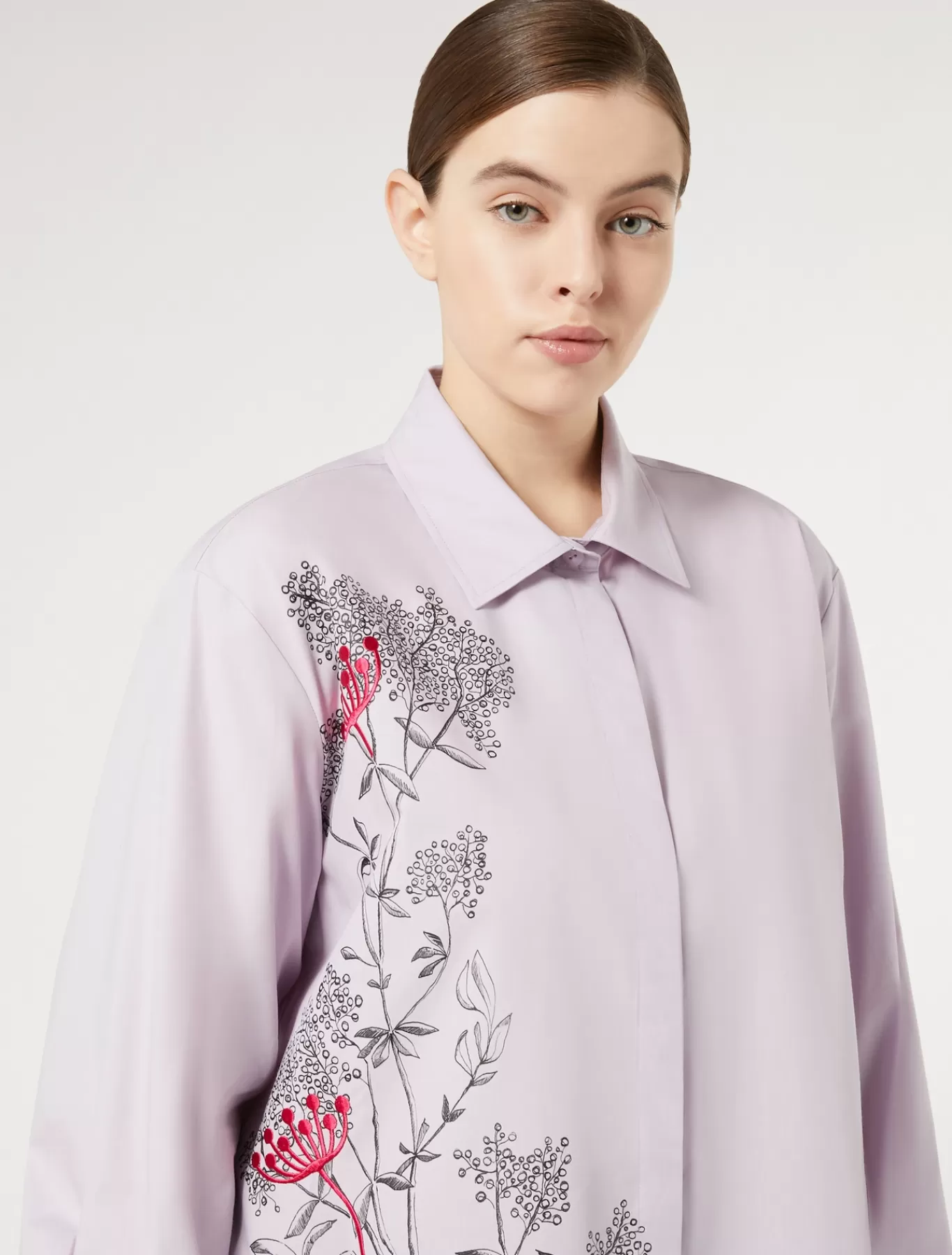 Marina Rinaldi Tuniques, Chemisiers & Blouse | Tuniques, Chemisiers & Blouses>Chemisier en popeline avec broderie LILAS