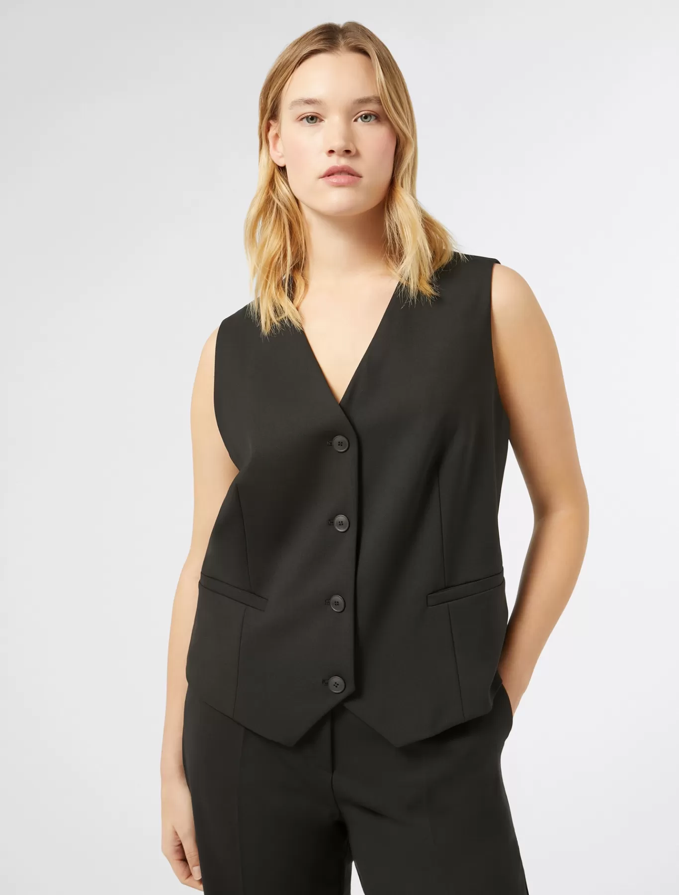 Marina Rinaldi Vestes & Blazers | Vestes & Blazers>Gilet en gabardine de laine NOIR