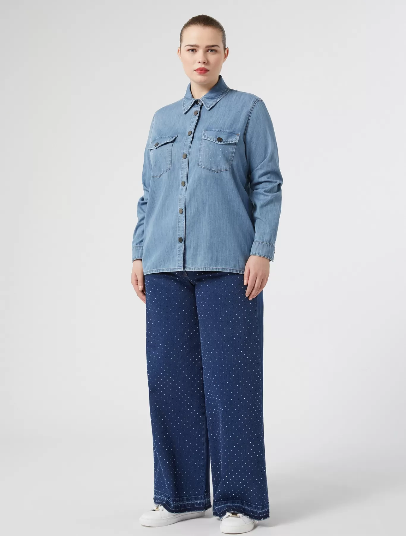 Marina Rinaldi Pantalons Et Jupes | Pantalons & Jeans>Jean en denim avec strass BLEUMARINE