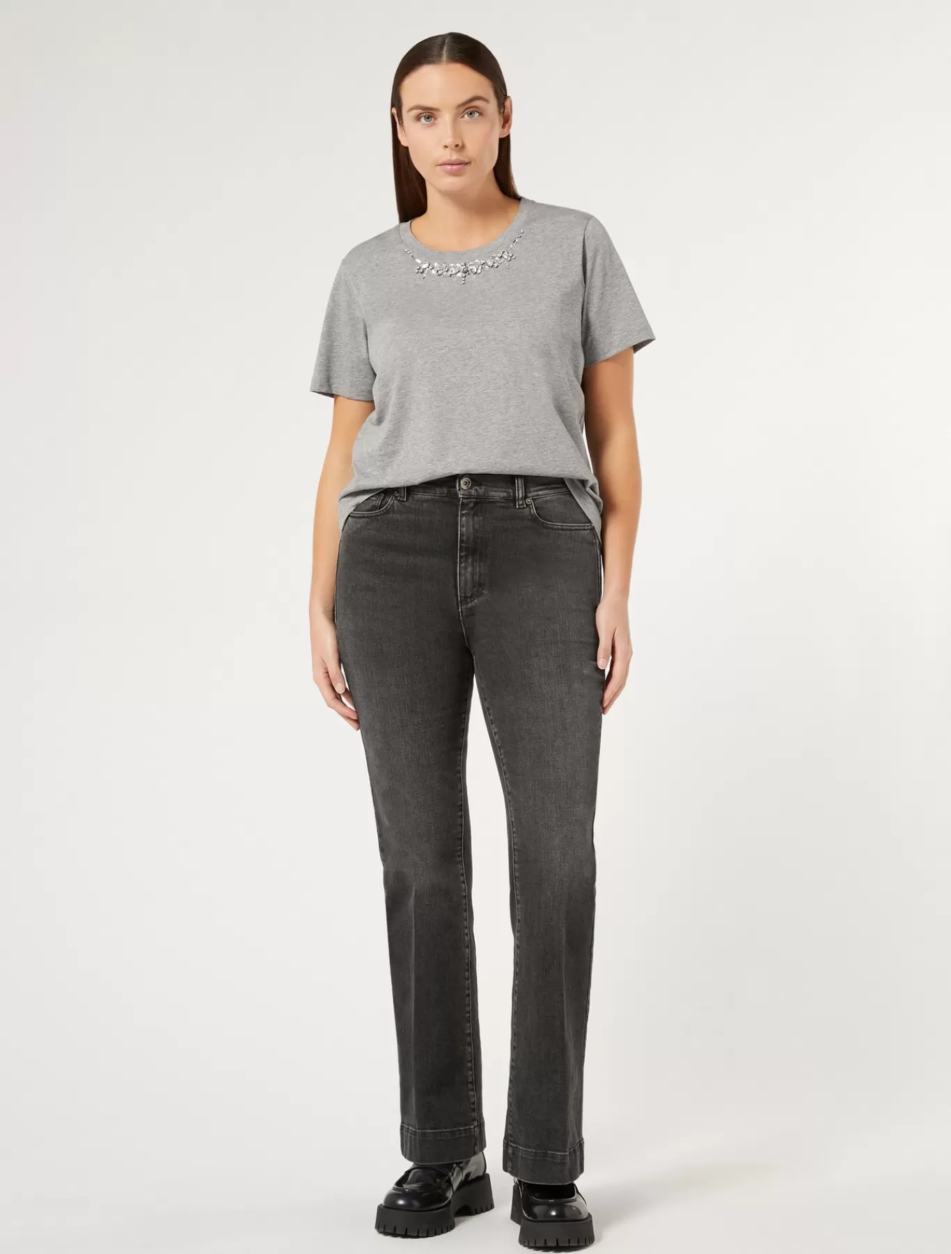 Marina Rinaldi Pantalons & Jeans | Pantalons & Jeans>Jean évasé en denim stretch NOIR