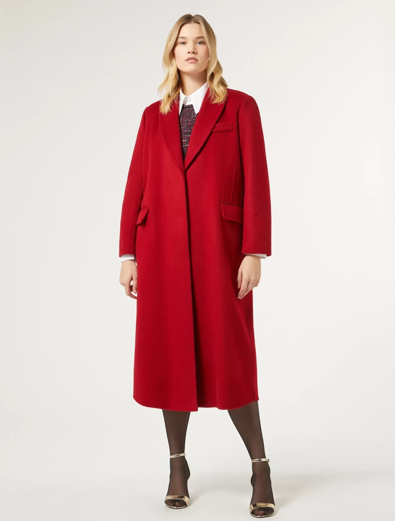 Marina Rinaldi Manteaux & Imperméables | Manteaux & Imperméables>Manteau double de laine ROUGE