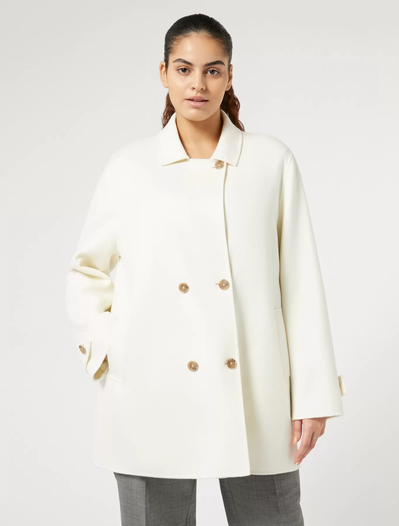 Marina Rinaldi Manteaux & Imperméables | Manteaux & Imperméables>Manteau double en laine et cachemire BLANC