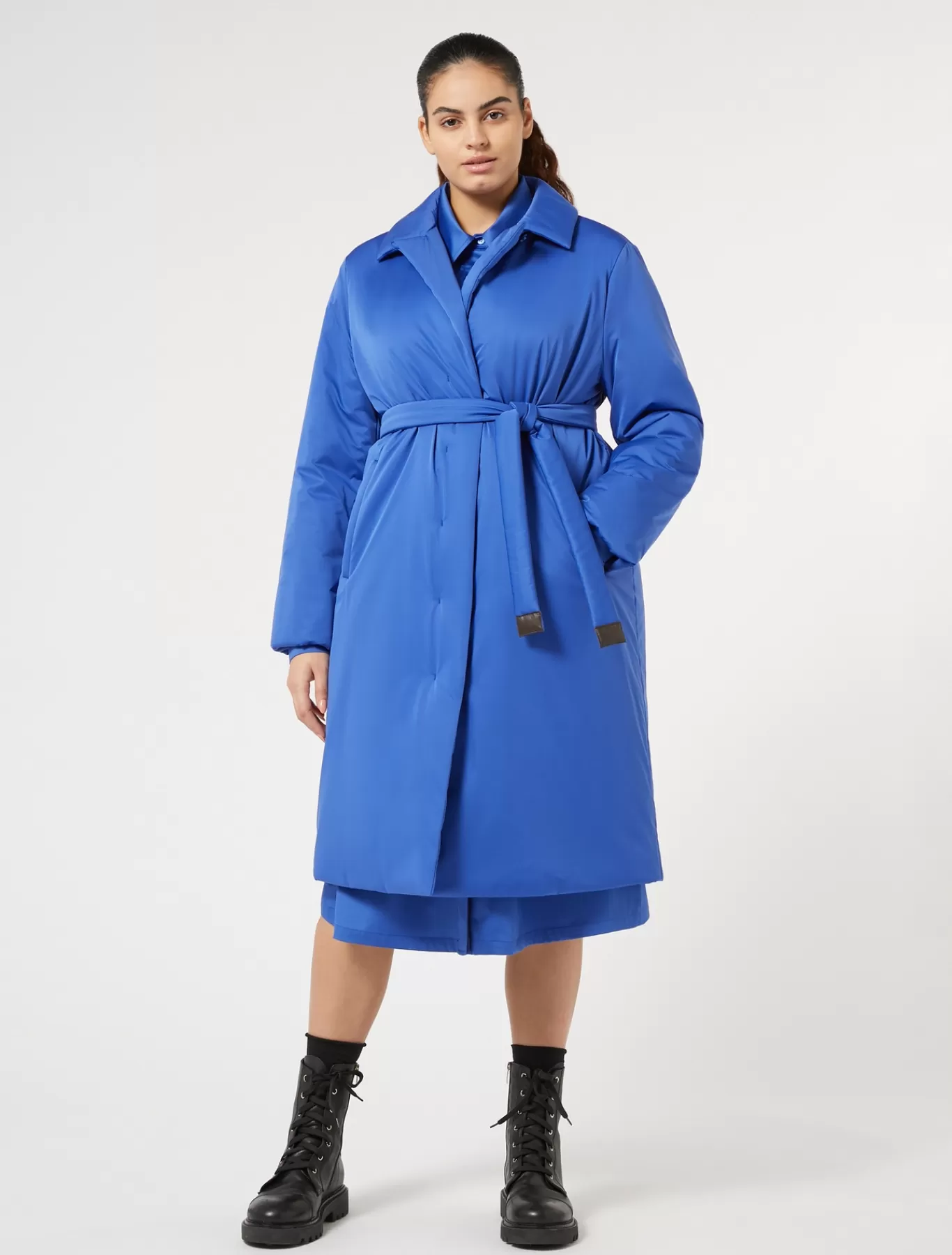 Marina Rinaldi Doudounes | Doudounes>Manteau rembourré en satin imperméable BLEUDECHINE