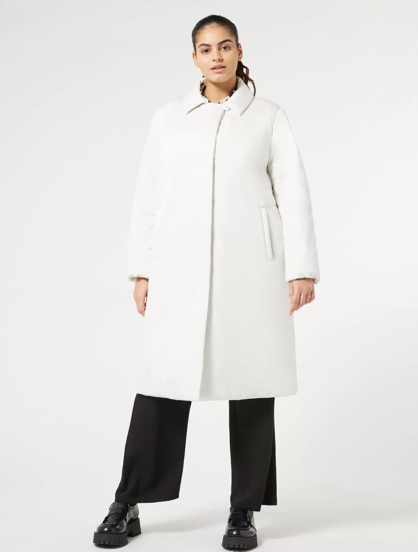 Marina Rinaldi Doudounes | Doudounes>Manteau rembourré en satin imperméable BLANC