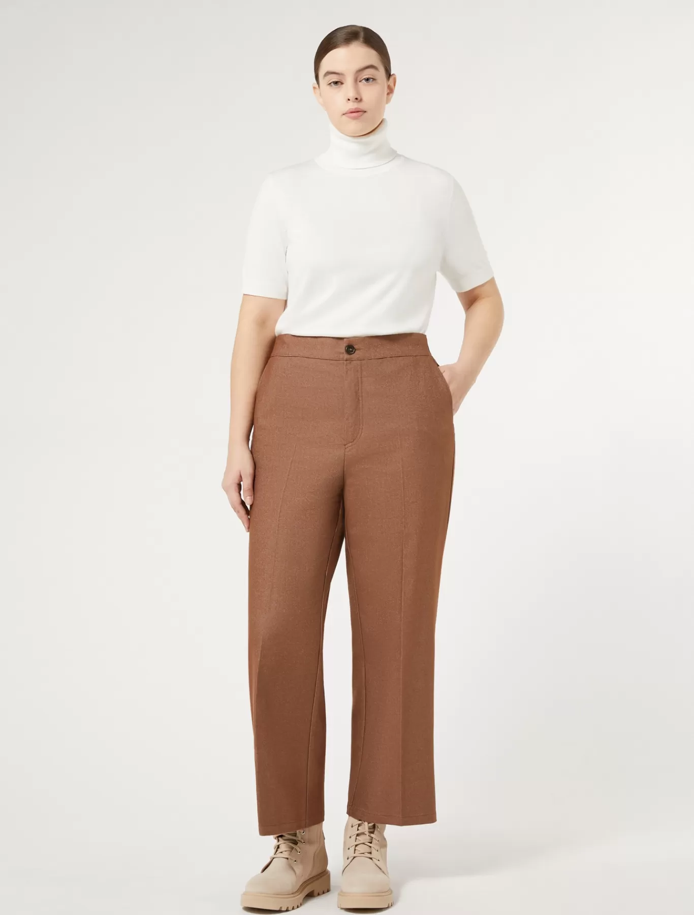 Marina Rinaldi Pantalons & Jeans | Pantalons & Jeans>Pantalon en coton effet denim BRONZE