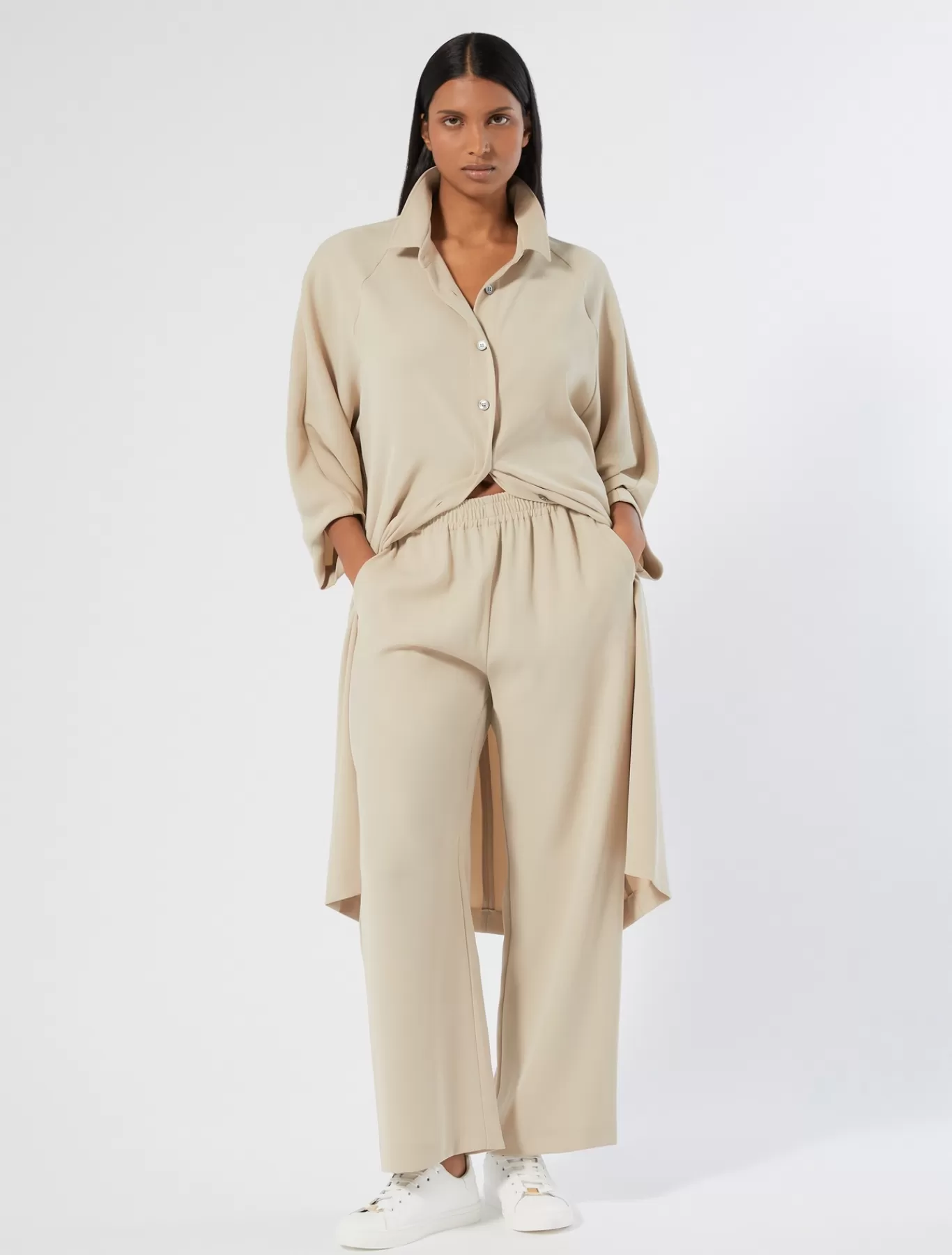 Marina Rinaldi Pantalons & Jeans | Pantalons & Jeans>Pantalon en crêpe envers satin BEIGE