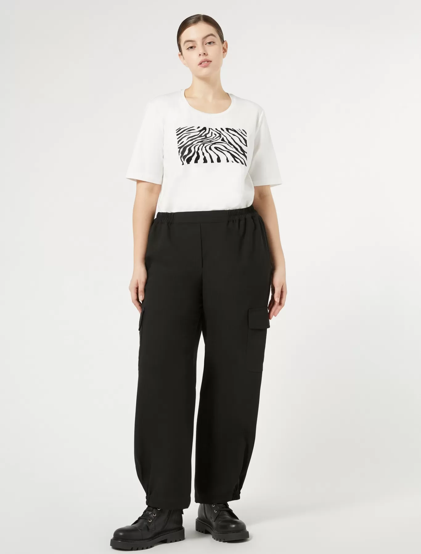 Marina Rinaldi Pantalons & Jeans | Pantalons & Jeans>Pantalon en crêpe envers satin NOIR