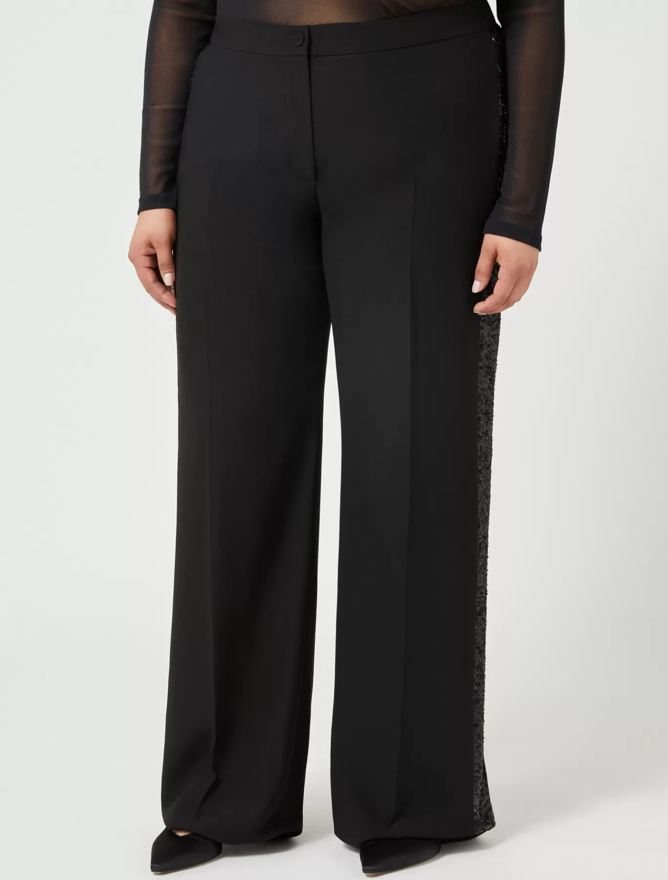 Marina Rinaldi Pantalons & Jeans | Pantalons & Jeans>Pantalon en crêpe envers satin NOIR