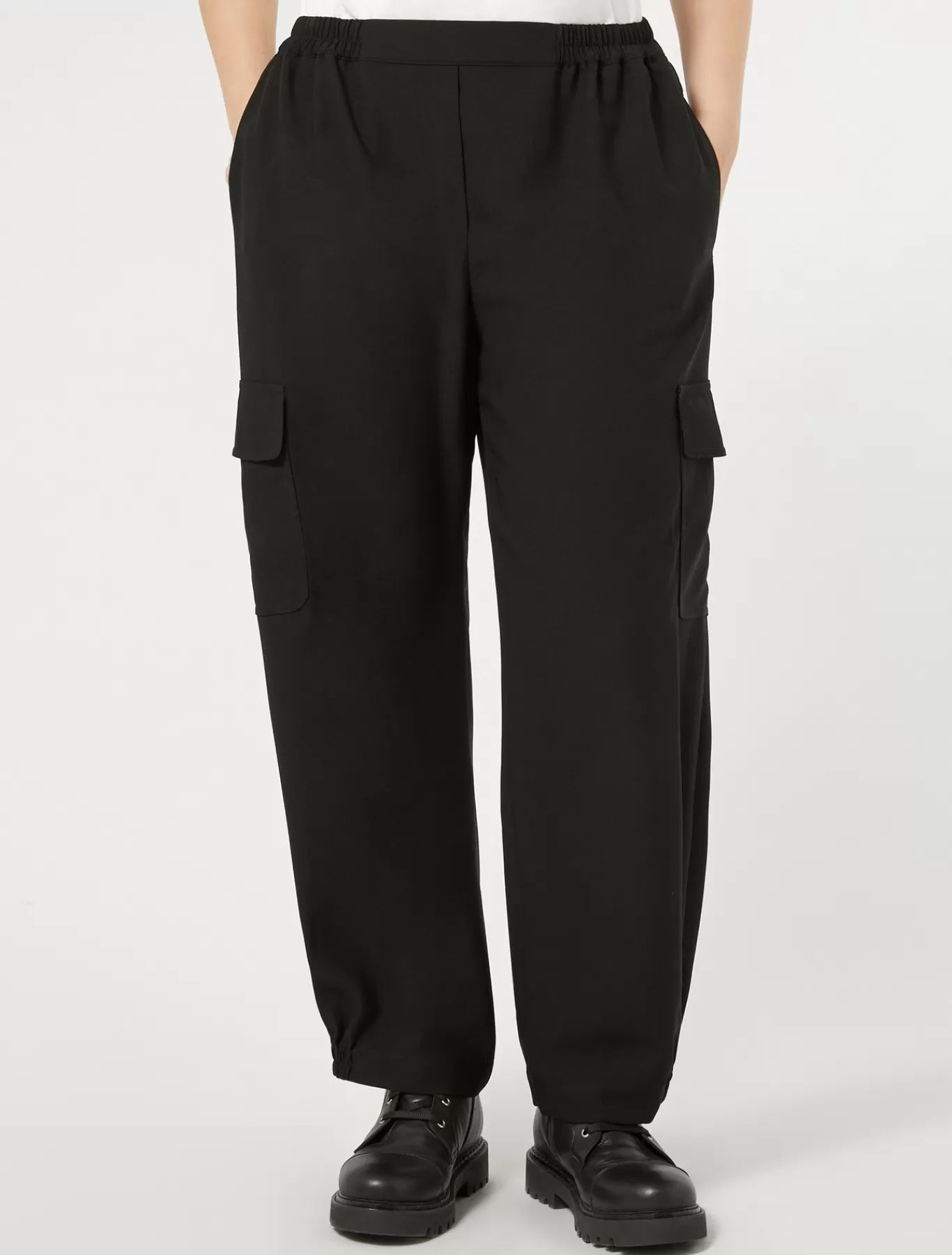 Marina Rinaldi Pantalons & Jeans | Pantalons & Jeans>Pantalon en crêpe envers satin NOIR