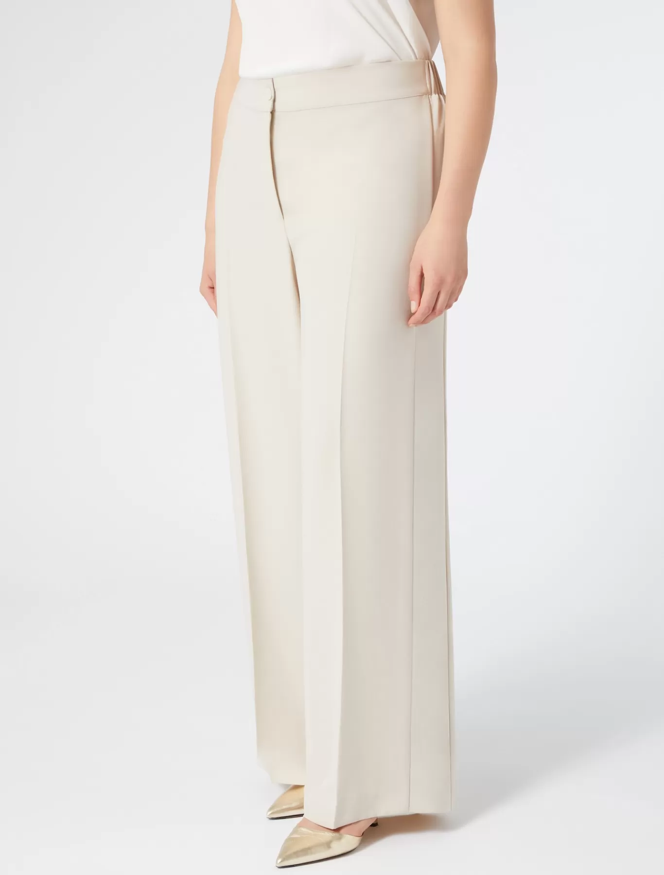 Marina Rinaldi Pantalons Et Jupes | Sélection Élégante>Pantalon en crêpe envers satin BEIGE