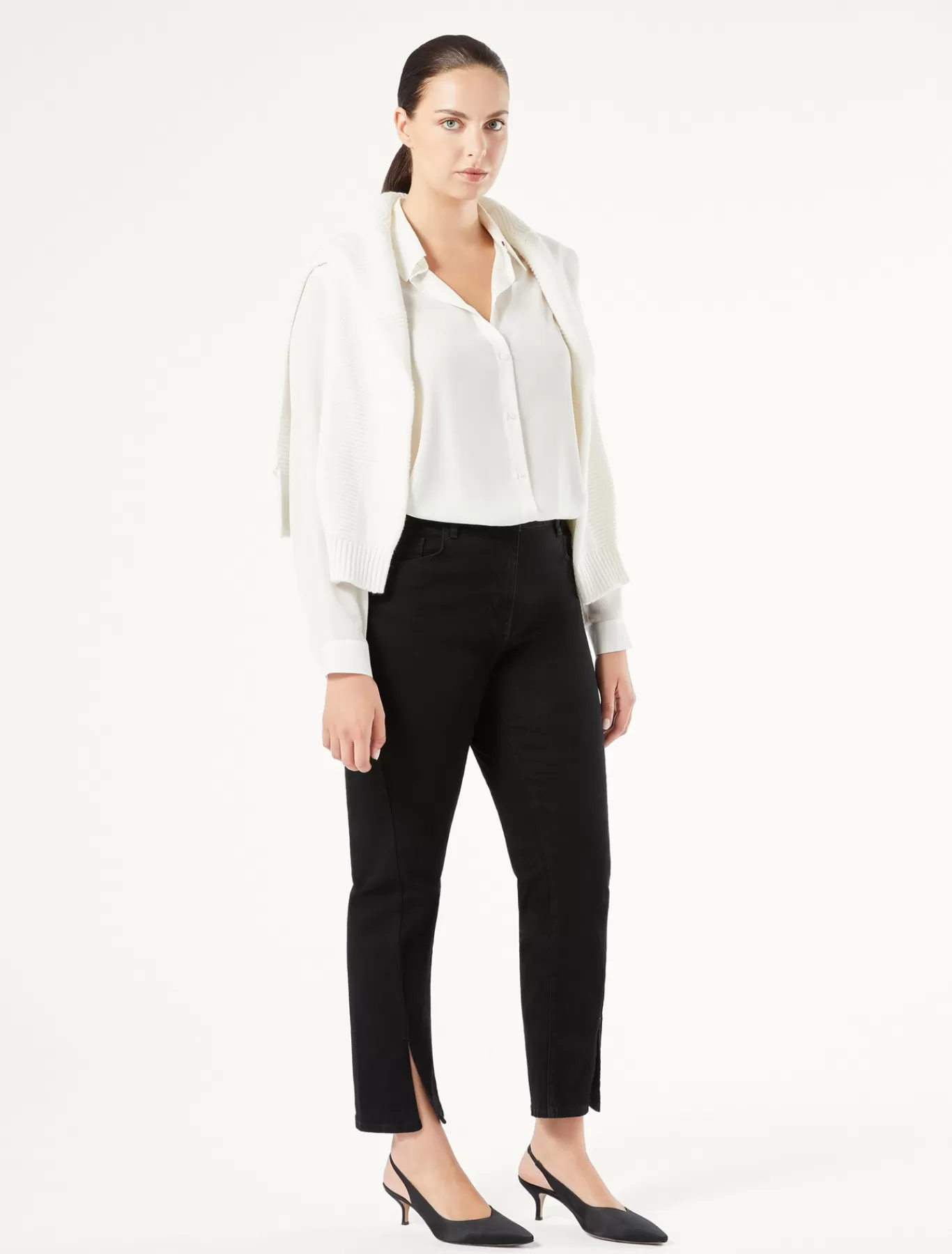 Marina Rinaldi Pantalons & Jeans | Pantalons & Jeans>Pantalon en denim de coton stretch NOIR