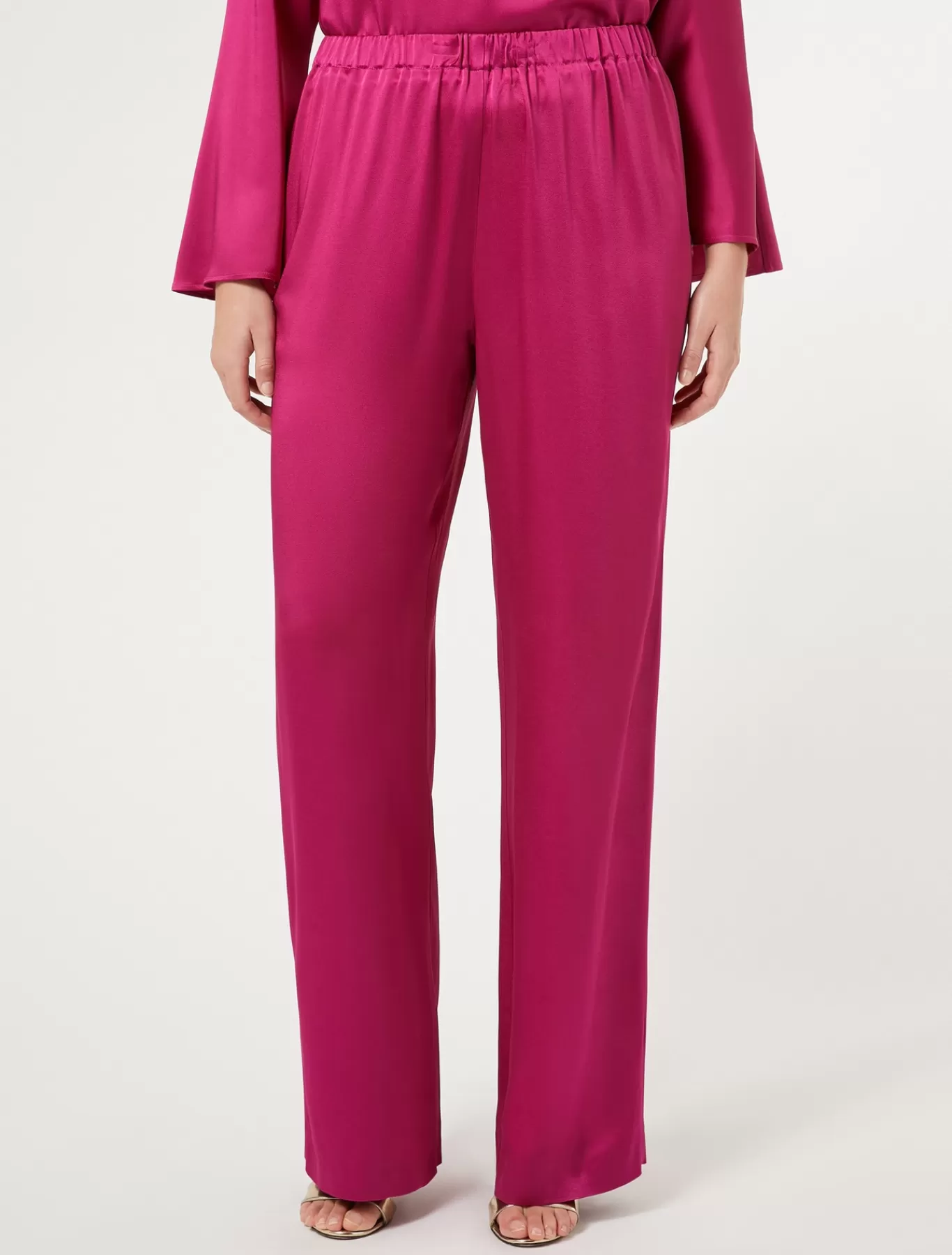 Marina Rinaldi Pantalons Et Jupes | Collection Elegante>Pantalon en envers satin brillant FRAMBOISE