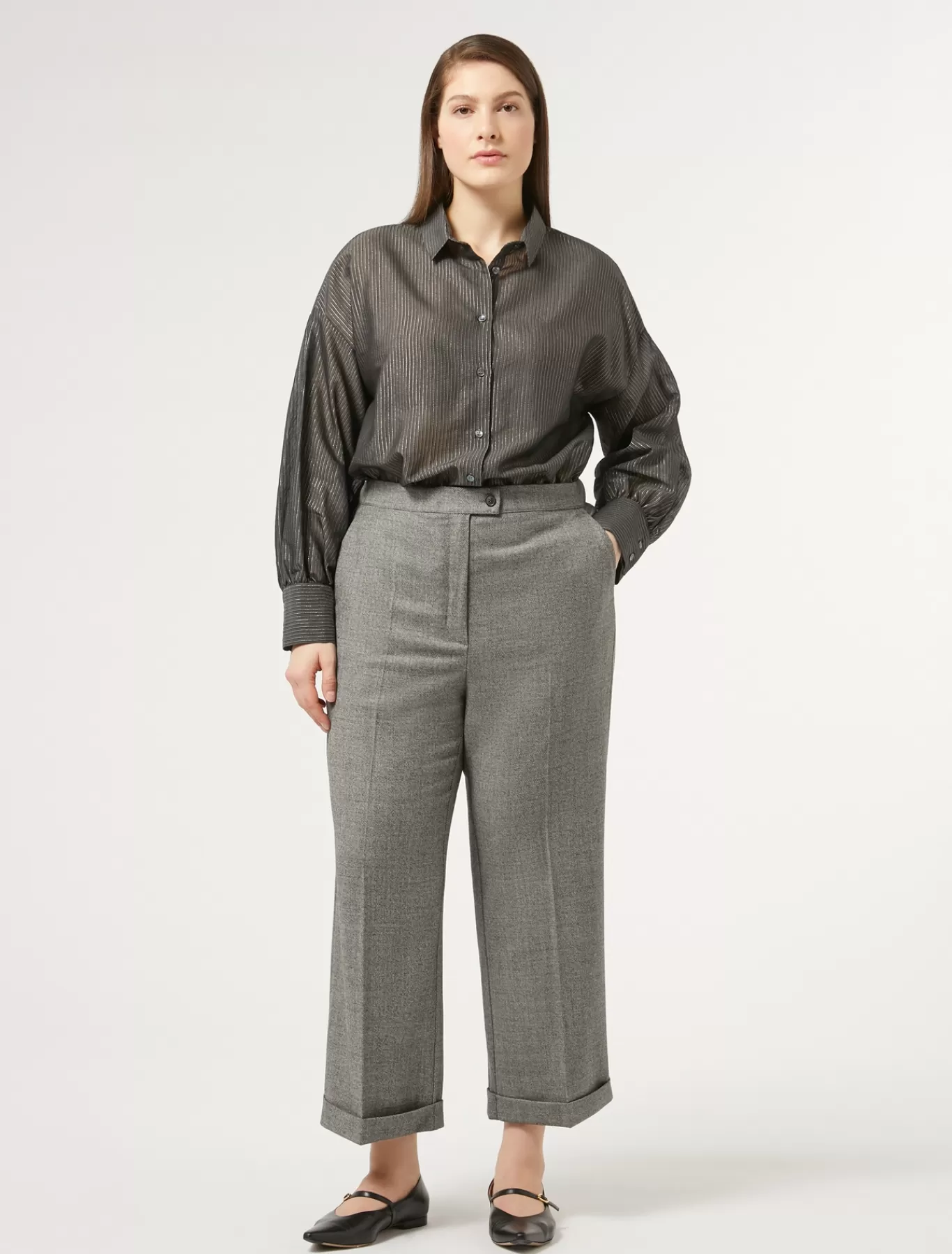 Marina Rinaldi Pantalons & Jeans | Pantalons & Jeans>Pantalon en flanelle de laine GRISFONCE