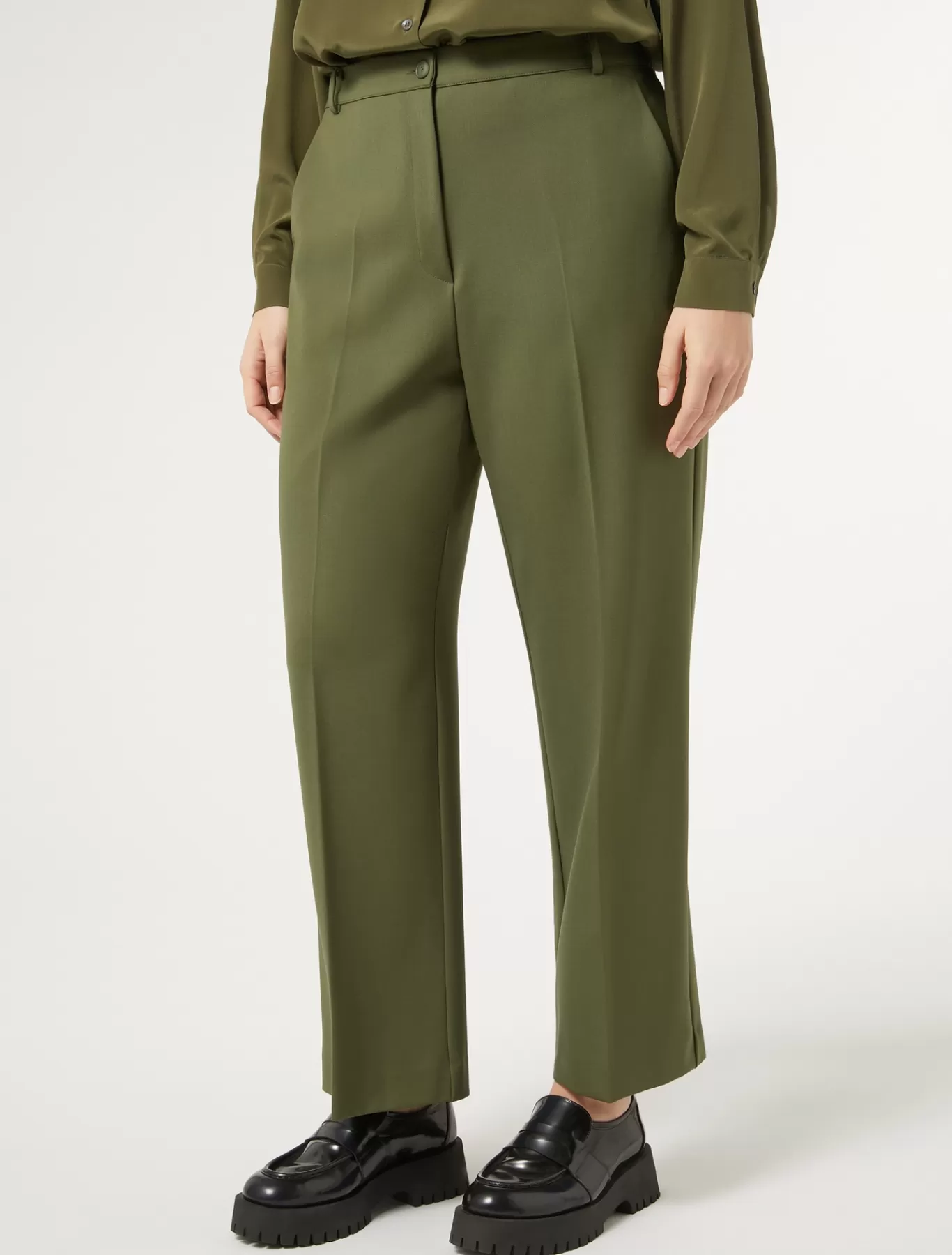 Marina Rinaldi Pantalons & Jeans | Pantalons & Jeans>Pantalon en gabardine de laine VERT