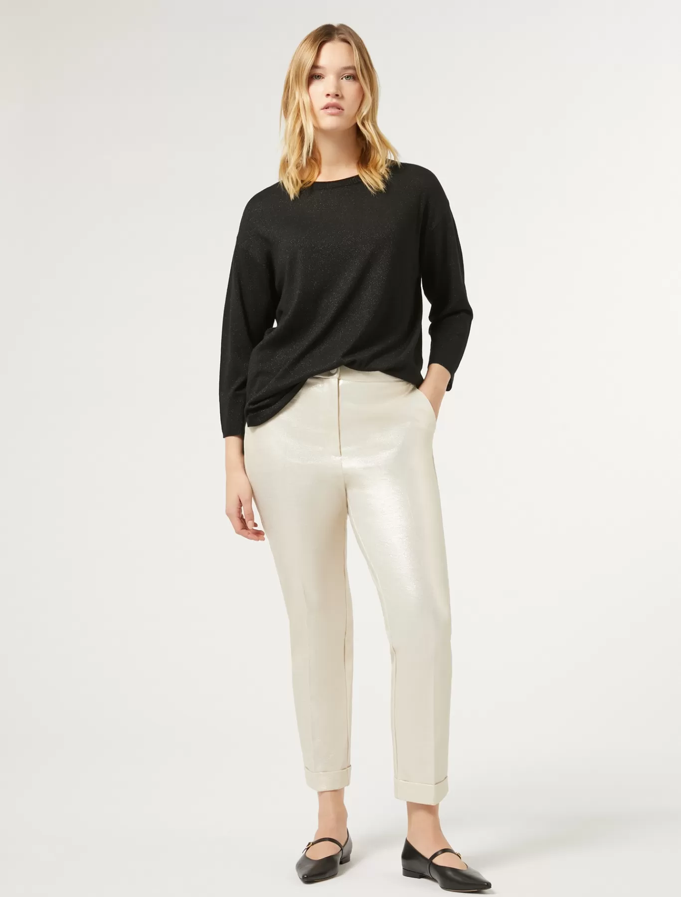 Marina Rinaldi Pantalons & Jeans | Pantalons & Jeans>Pantalon en jersey lamé IVOIRE