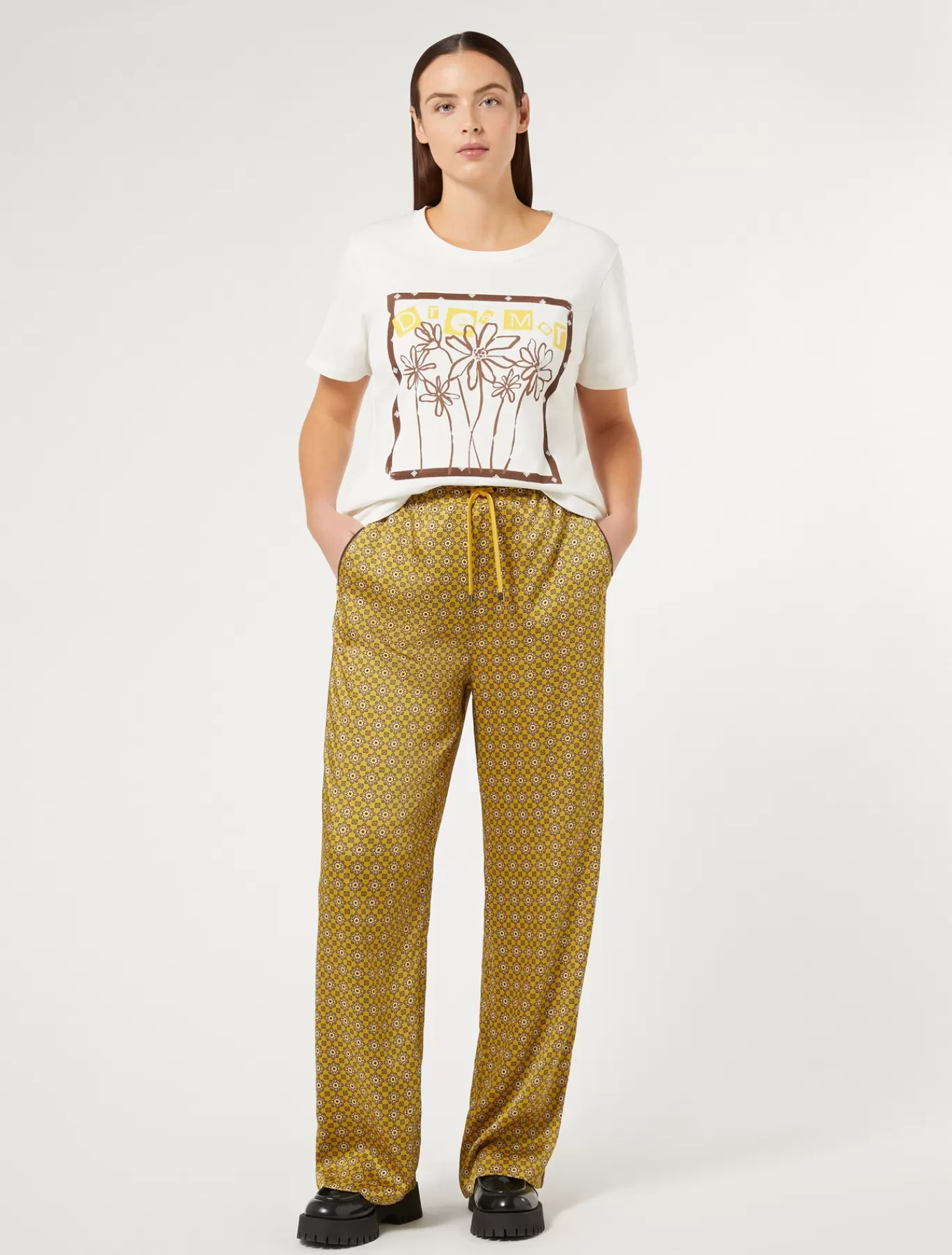 Marina Rinaldi Pantalons & Jeans | Pantalons & Jeans>Pantalon en sergé imprimé OCRE