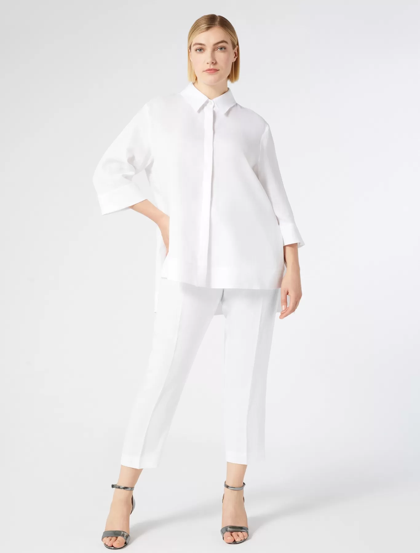 Marina Rinaldi Pantalons & Jeans | Pantalons & Jeans>Pantalon en tissu enduit BLANC