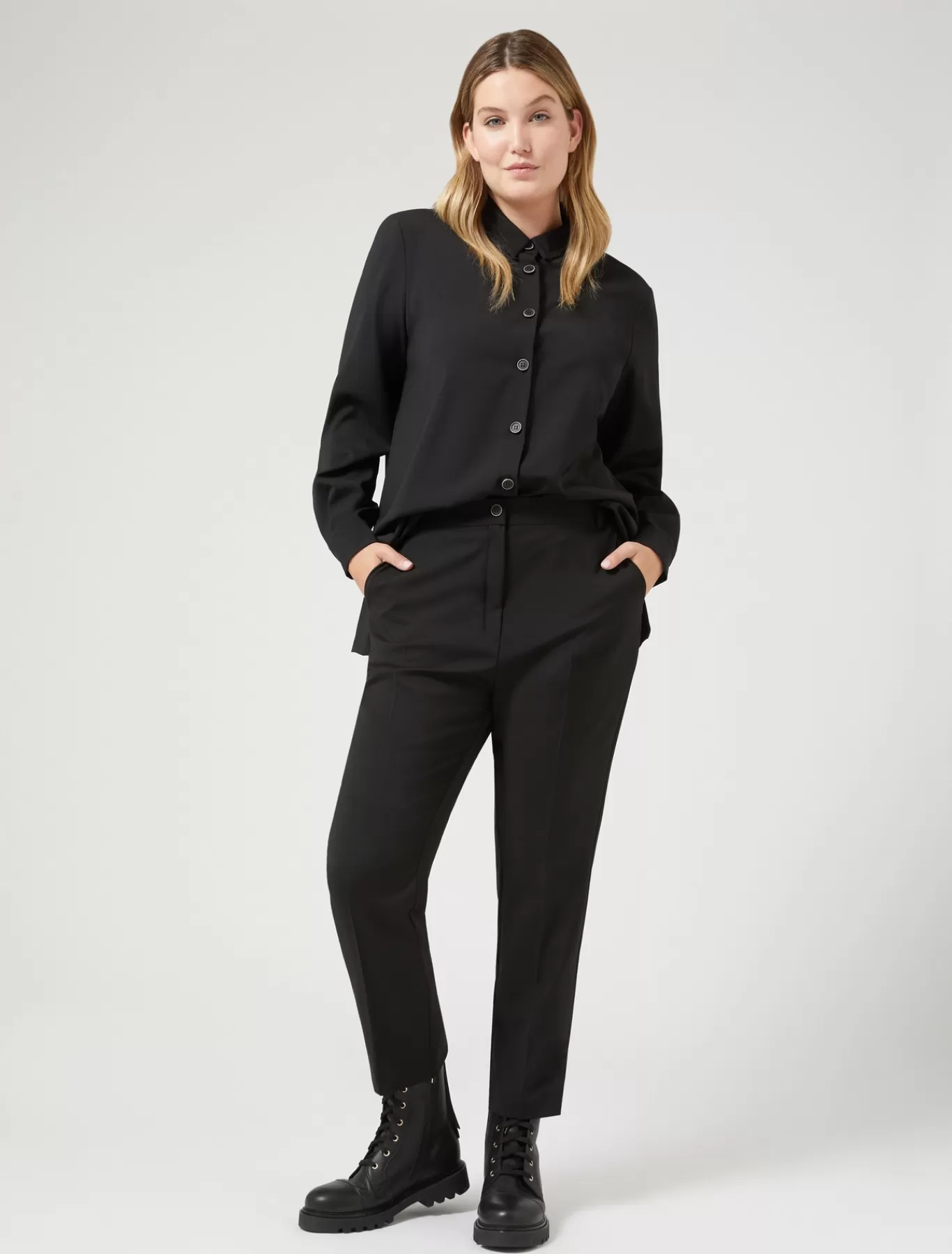 Marina Rinaldi Pantalons & Jeans | Pantalons & Jeans>Pantalon en toile de pure laine NOIR