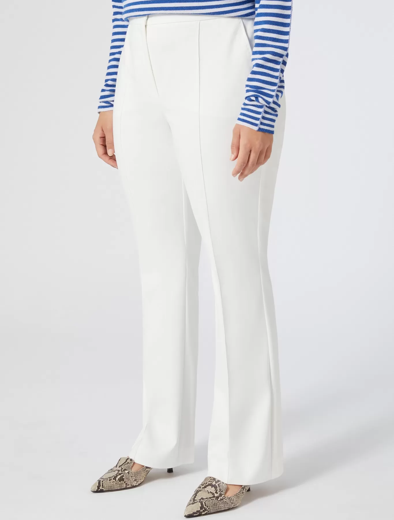 Marina Rinaldi Pantalons & Jeans | Pantalons & Jeans>Pantalon évasé en coton stretch BLANC