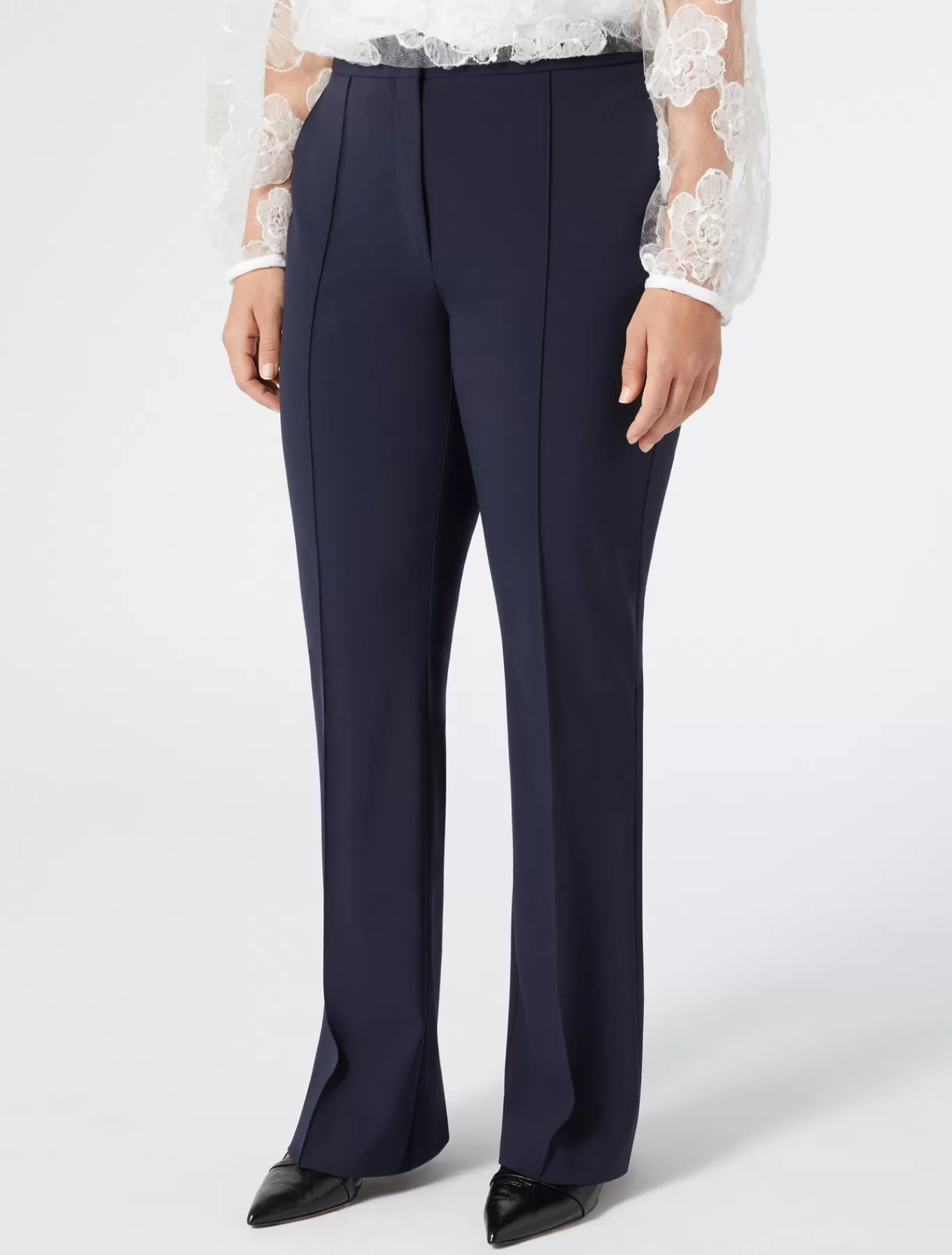 Marina Rinaldi Pantalons & Jeans | Pantalons & Jeans>Pantalon évasé en toile de laine BLEUNUIT