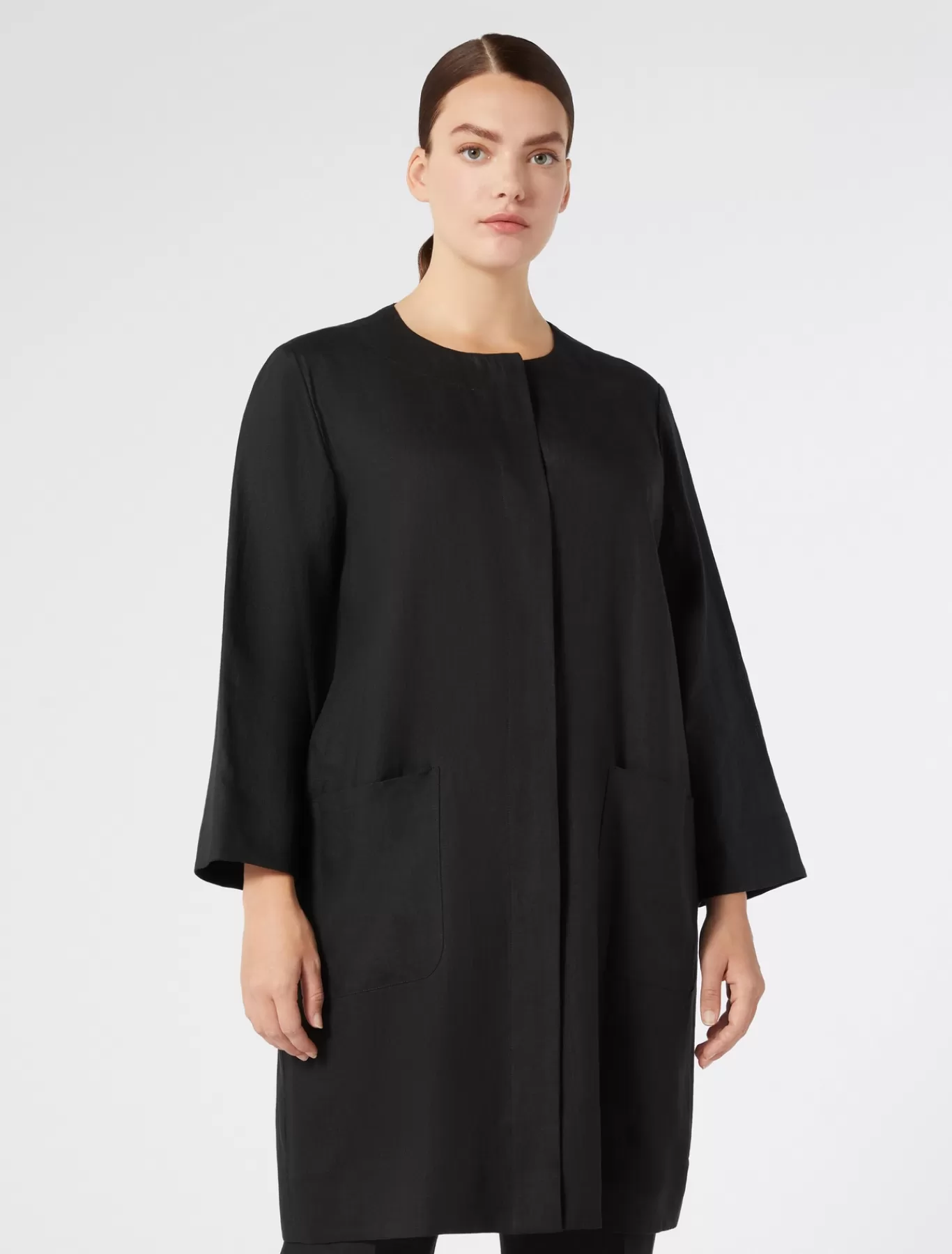 Marina Rinaldi Tuniques, Chemisiers & Blouses | Tuniques, Chemisiers & Blouse>Pardessus en lin NOIR