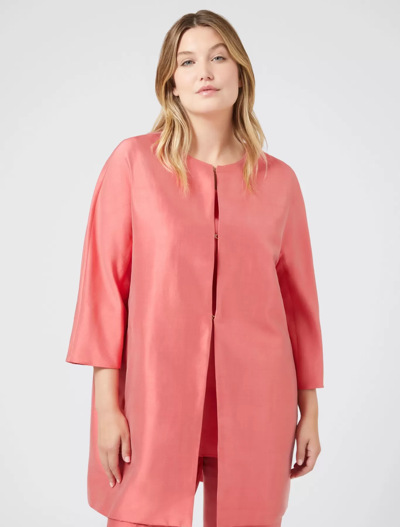 Marina Rinaldi Vestes | Manteaux & Imperméables>Pardessus en shantung de soie ROUGE